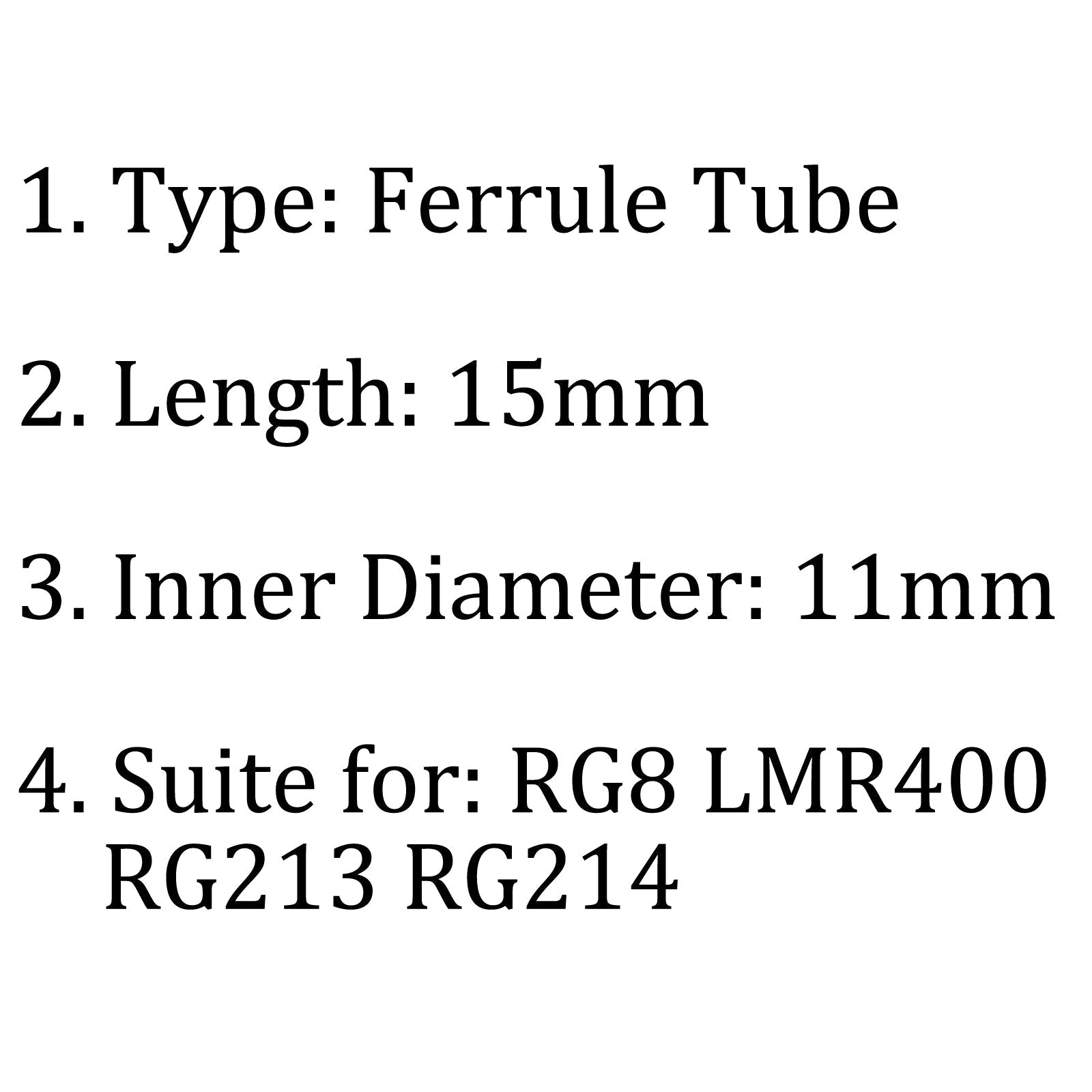 10 pièces tuyau de Tube de virole de manchon de sertissage pour connecteur de câble RG8 LMR400 RG213 RG214