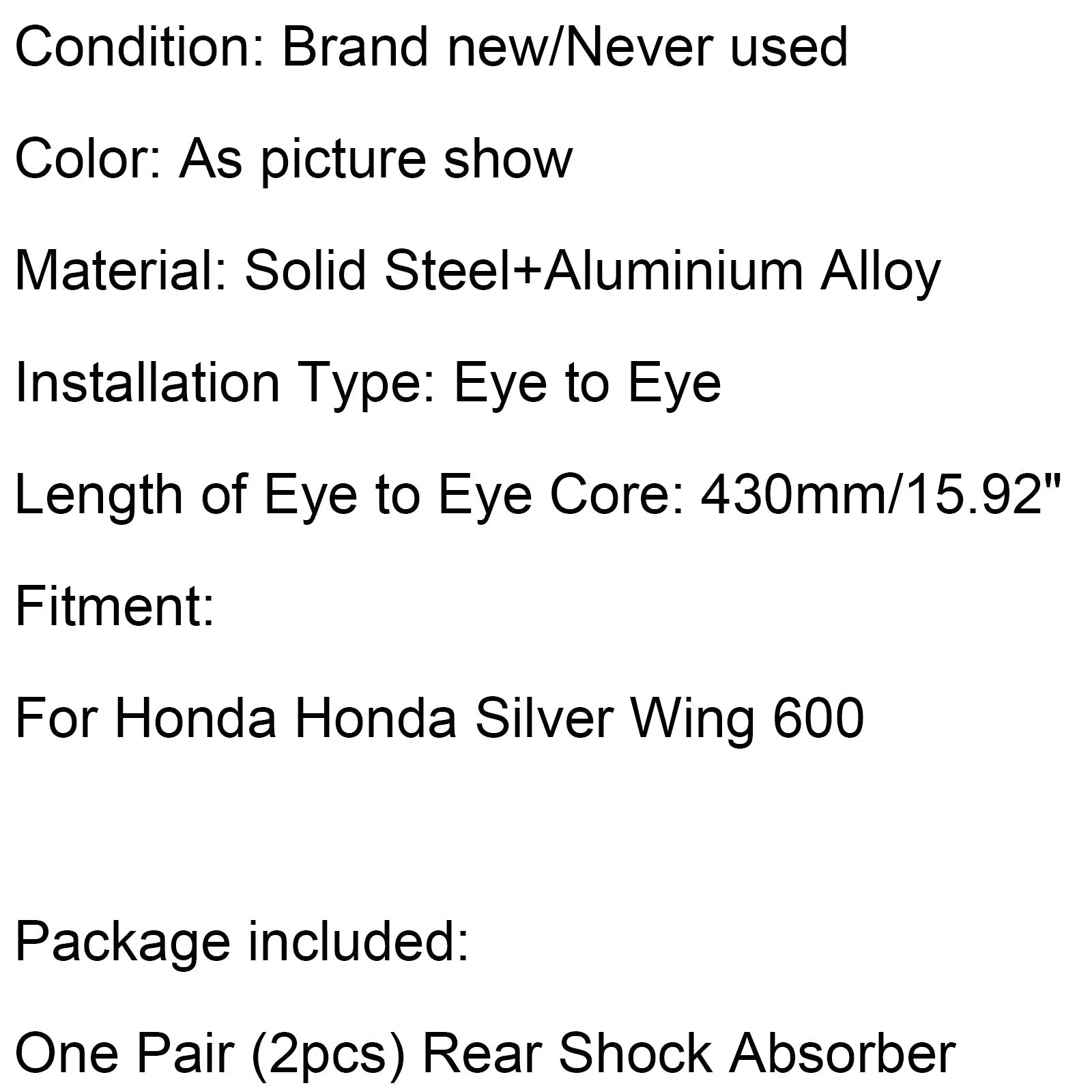 Suspension 'amortisseurs 'air arrière de moto 425mm pour Honda Silver Wing 600 générique