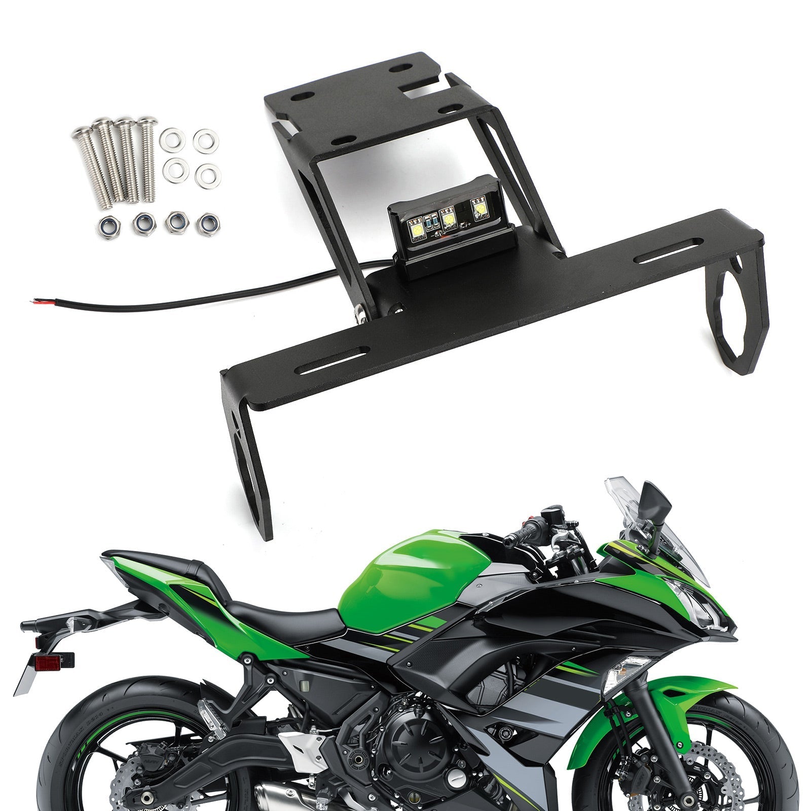 Soporte para placa de matrícula de motocicleta para Kawasaki Z650 Ninja 650 2017-2020 genérico