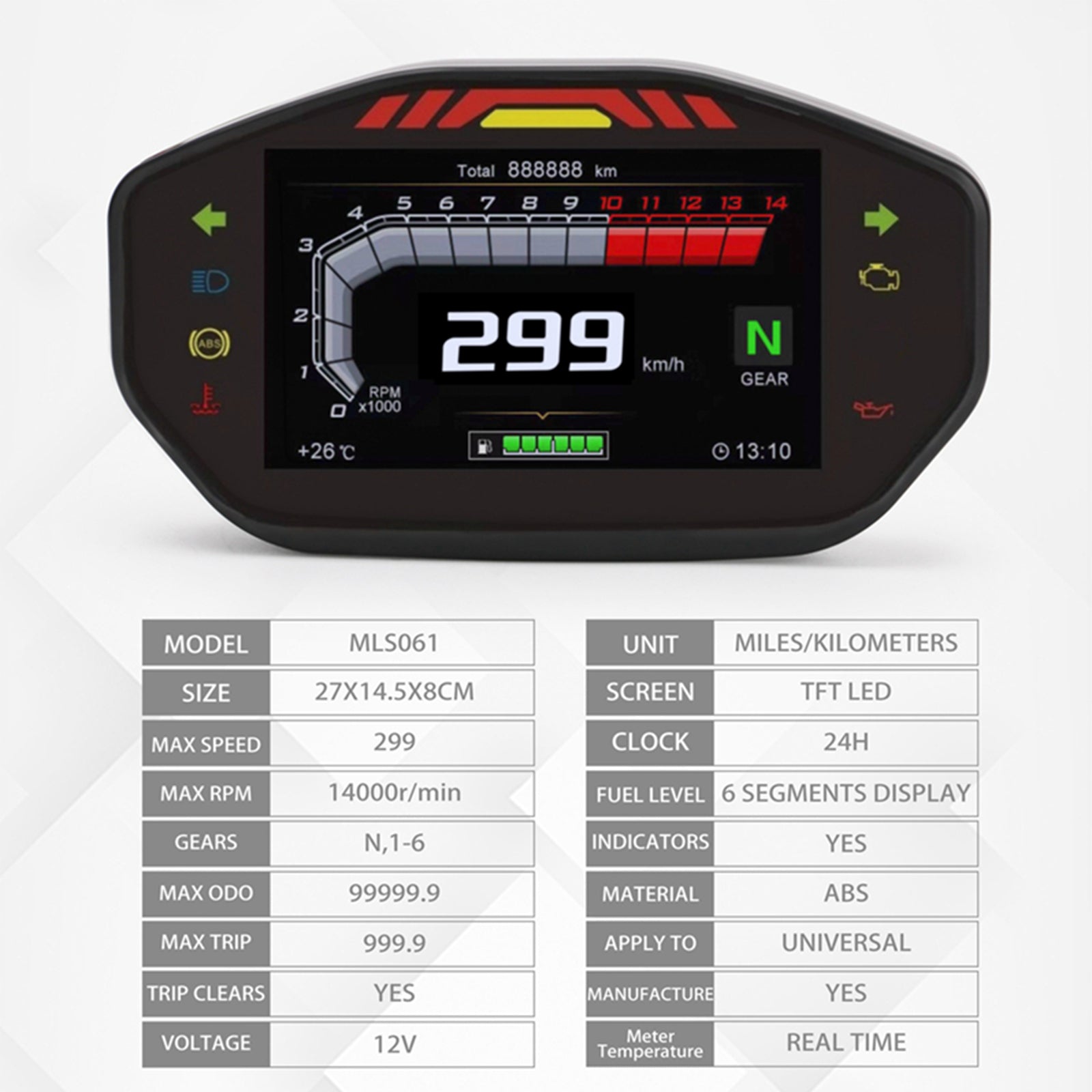 Universale Moto Lcd Rpm Display Digitale Contachilometri Tachimetro Generico Retroilluminazione