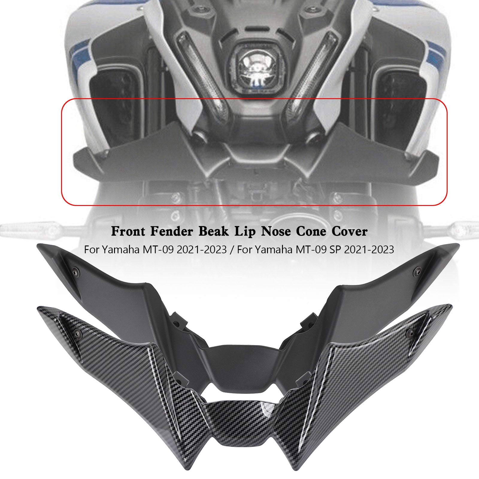 Yamaha MT-09 (SP) 2021-2023 Spoilers de couverture de cône de bec de lèvre de garde-boue avant