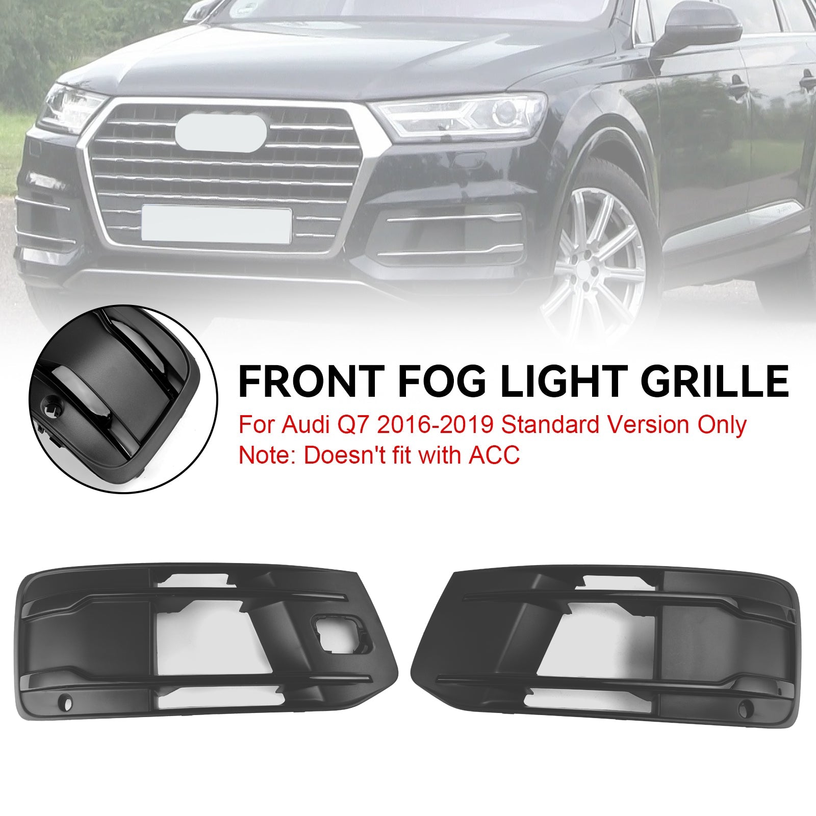 Audi Q7 2016-2019 couvercle de pare-chocs avant antibrouillard lunette insert grille de calandre