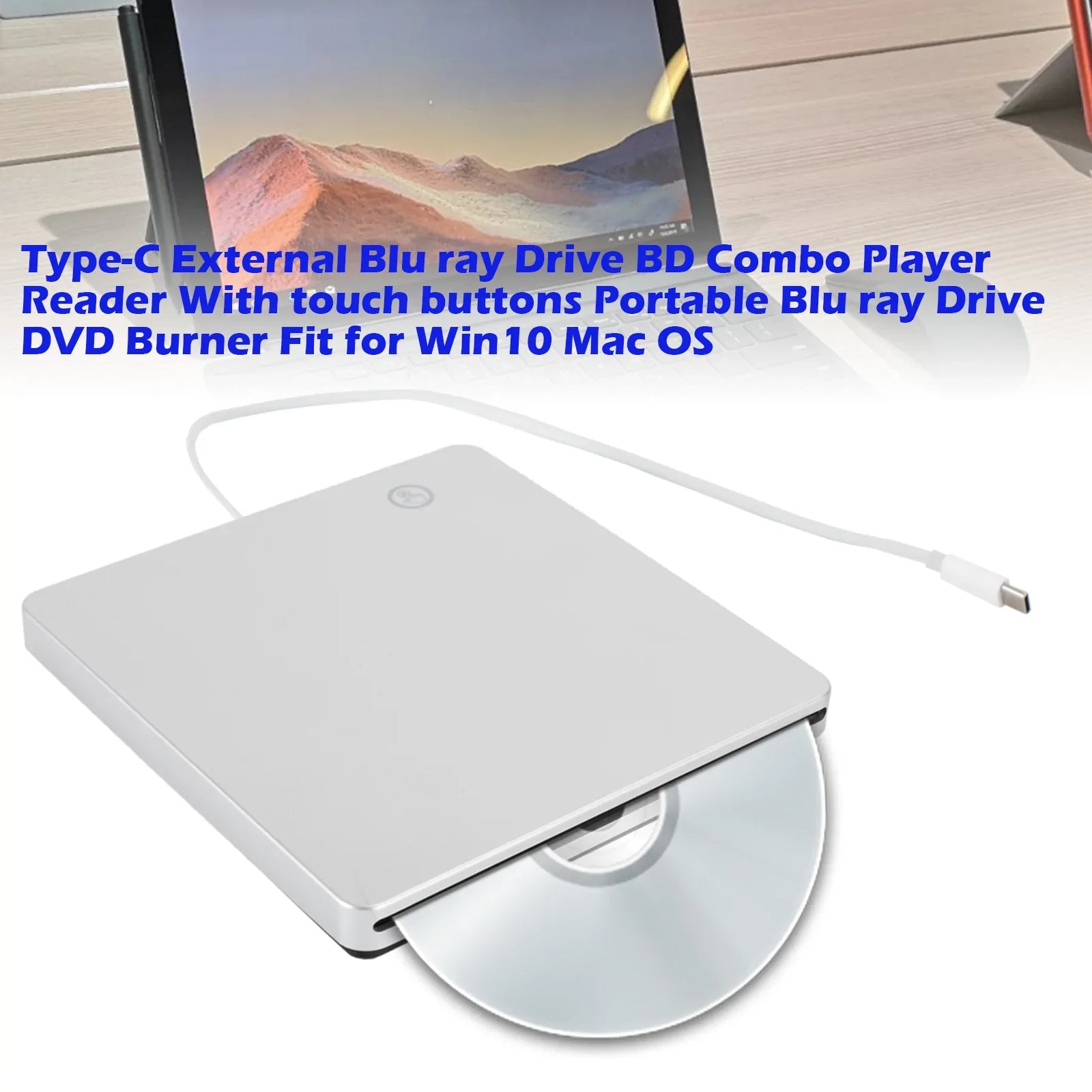 Lecteur Combo DVD Lecteur Blu-ray Portable Externe Type-C pour Win10 Mac OS