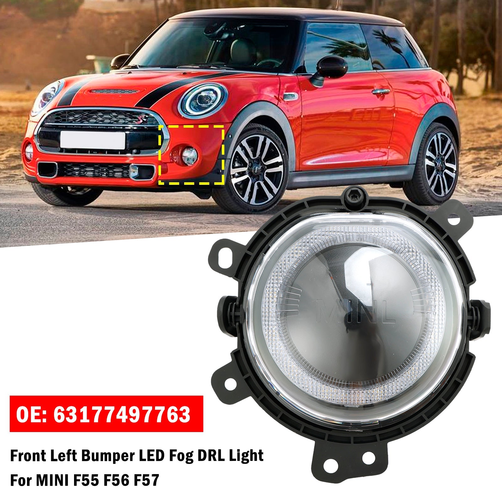 BMW Mini F55 F56 F57 Clubman F54 Luz antiniebla delantera izquierda LED 63177497763