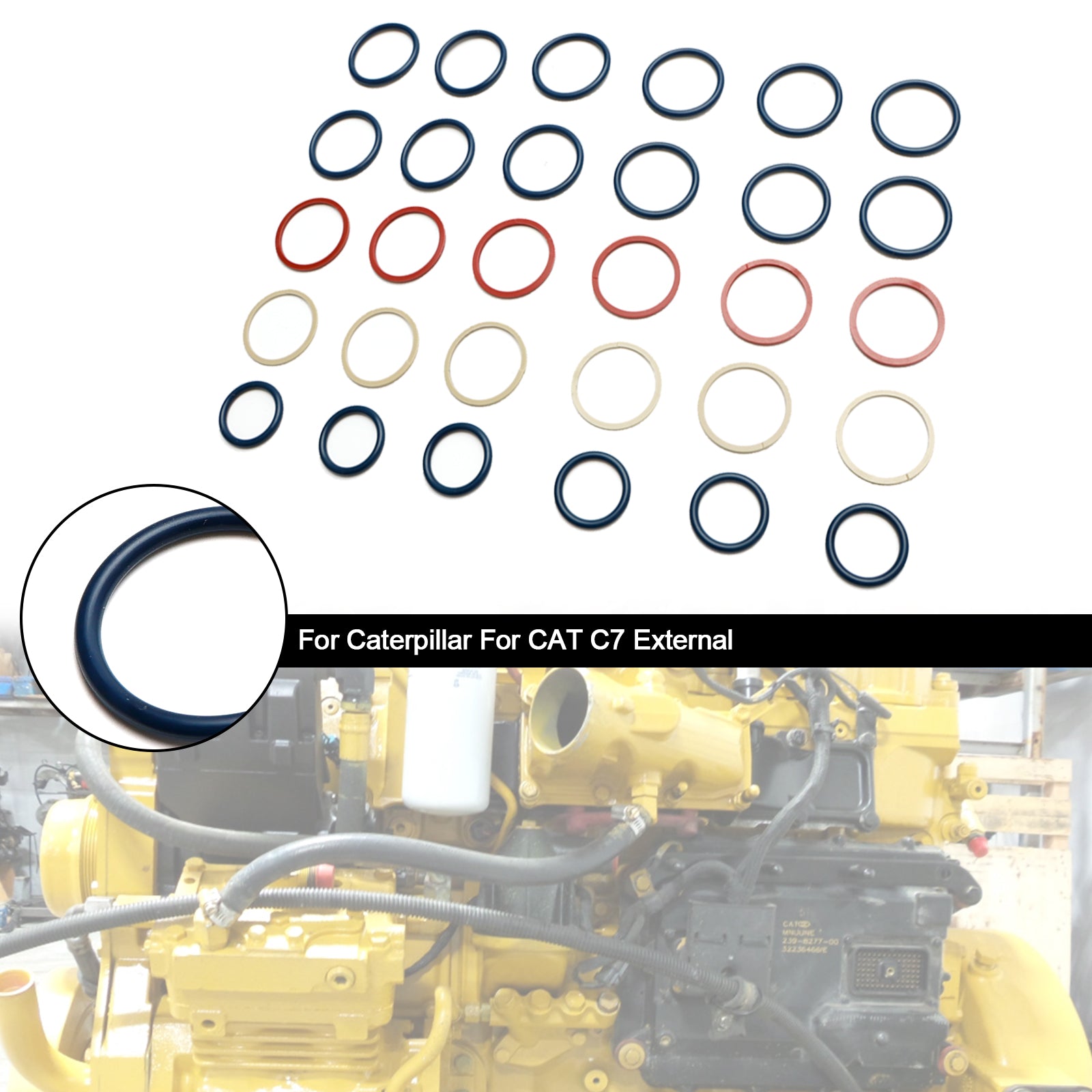 Kit O-ring iniettore carburante 6 pezzi per Caterpillar C7 Fit CAT C7 esterno