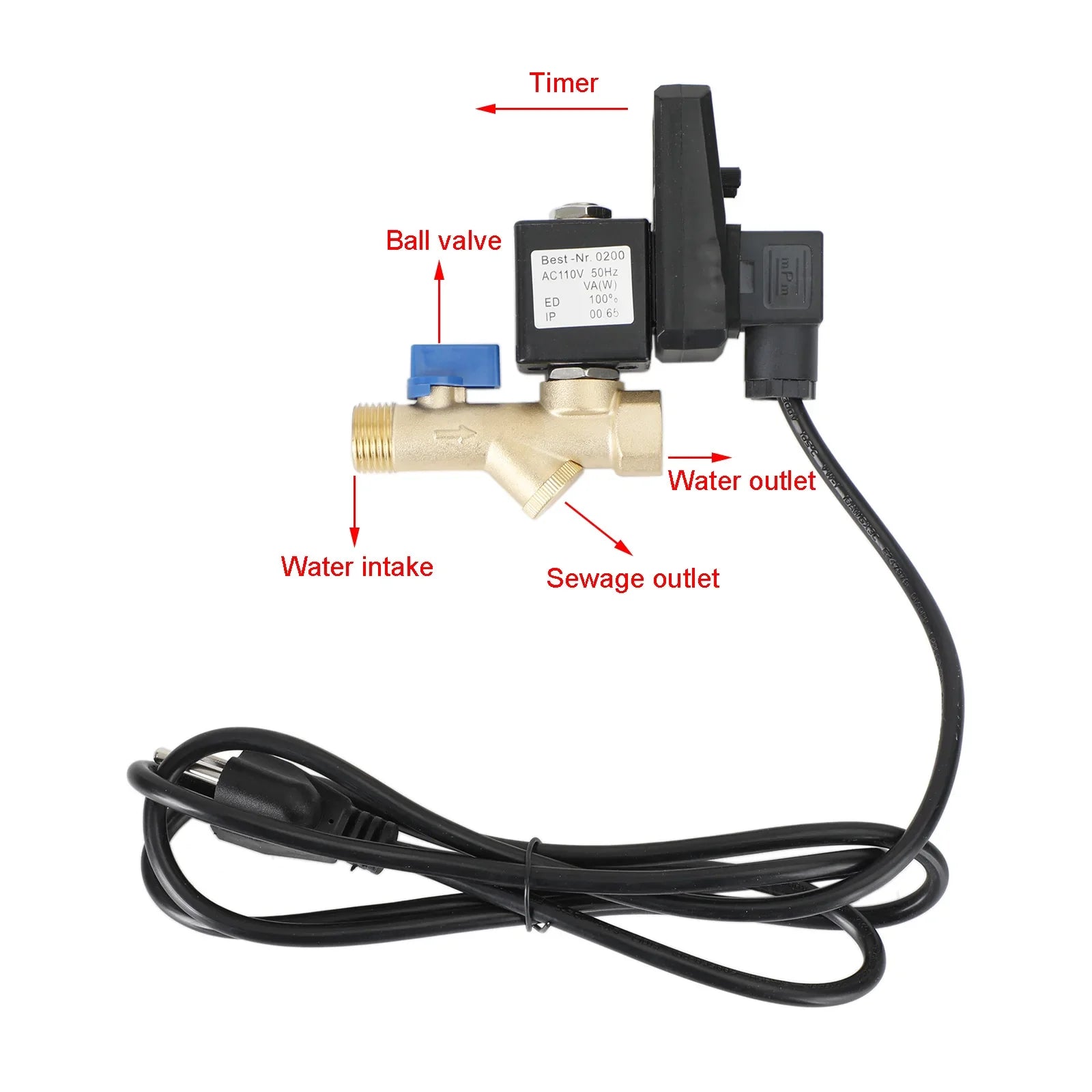 Compresseur d'air temporisé électronique automatique AC110V 1/2 "vanne de vidange automatique