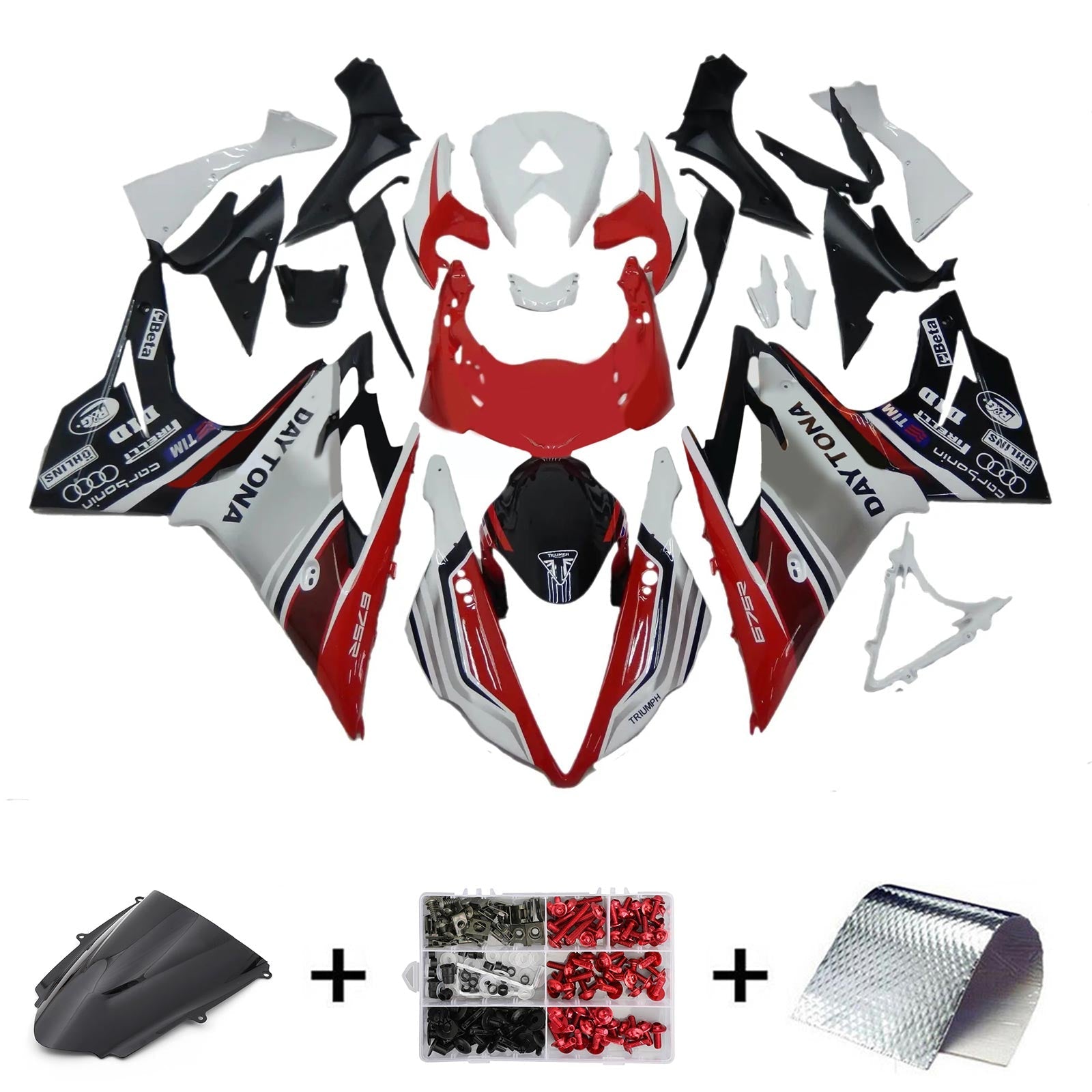 Amotopart Triumph Daytona 675 2013-2017 Kit Carénage Carrosserie Plastique ABS