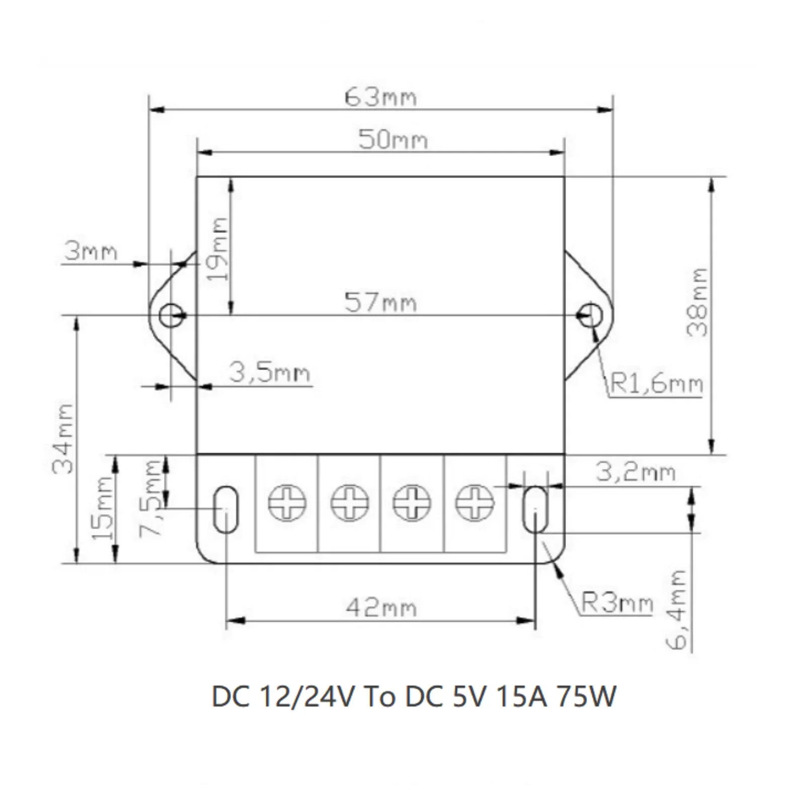 DC 12V/24V reductor a DC 5V 15A 75W convertidor de potencia del regulador de voltaje