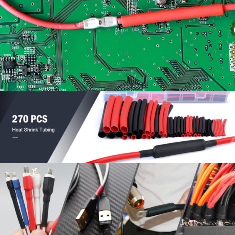 270 pièces 3:1 étanche double paroi adhésif thermorétractable isolation Tube rétractable étanche fil câble manchon Kit