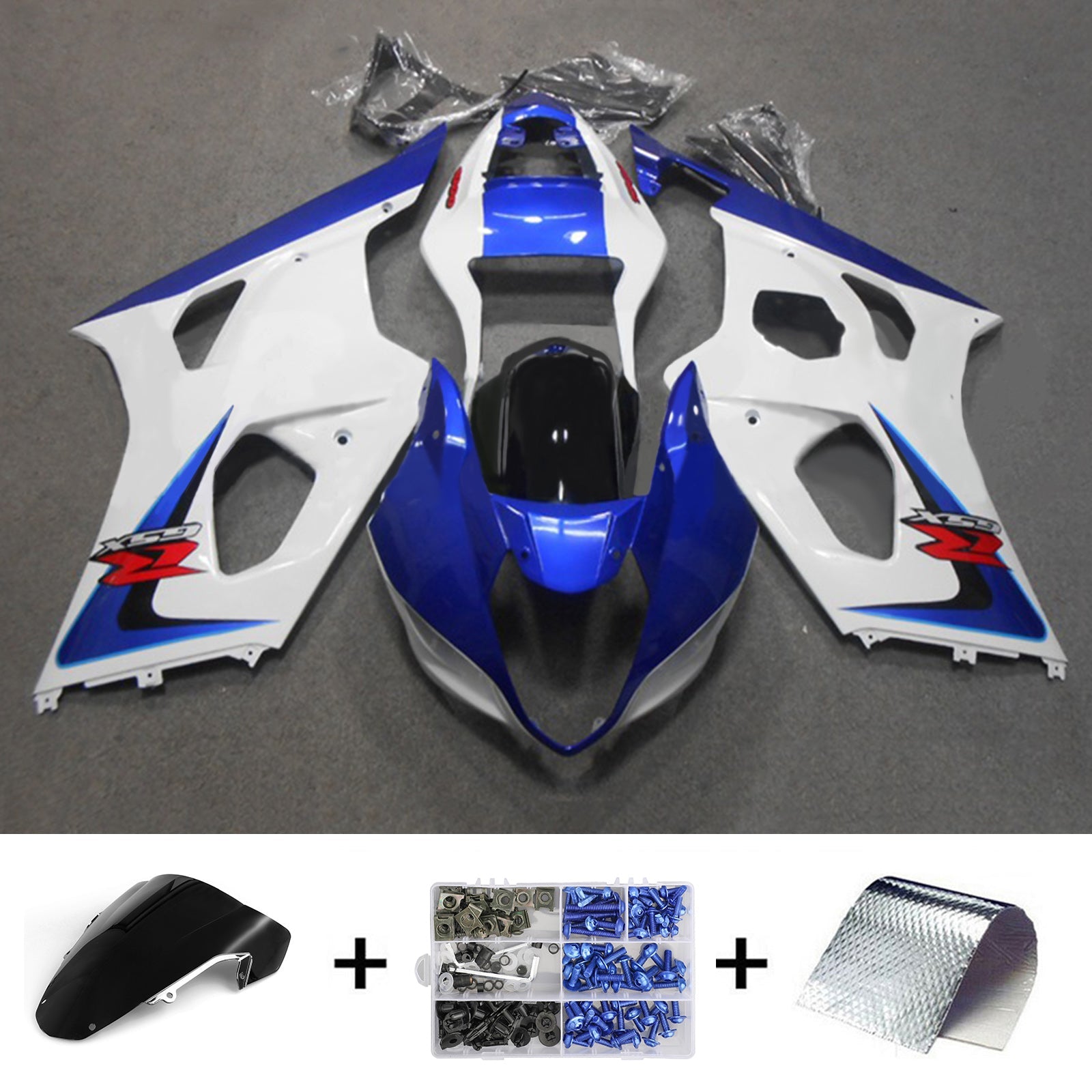 Amotopart Suzuki GSXR1000 2003-2004 K3 Kit Carénage Carrosserie Plastique ABS