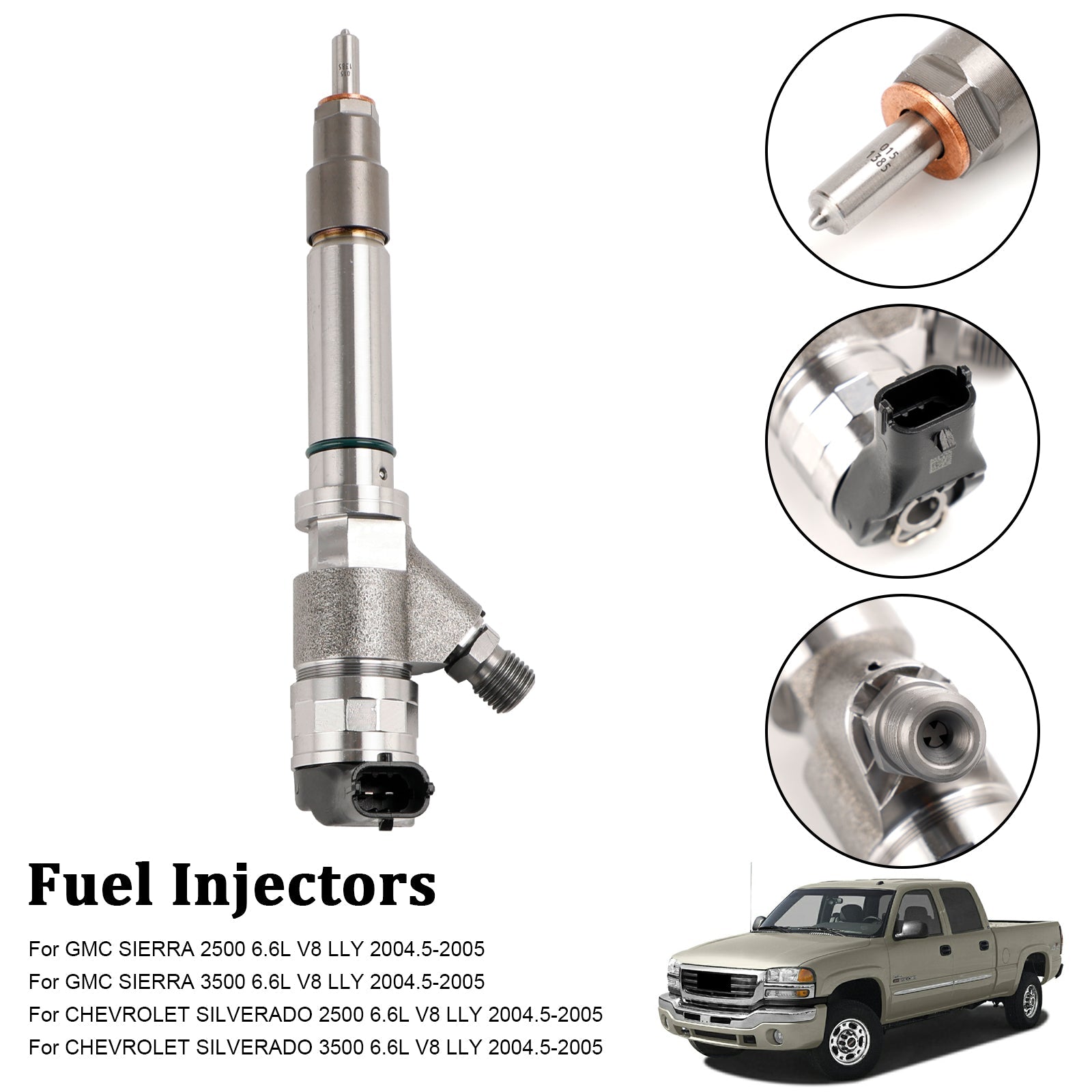 GMC Sierra 2500 3500 6.6L V8 LLY 2004.5-2005 1 Uds inyector de combustible 0986435504 0445120027