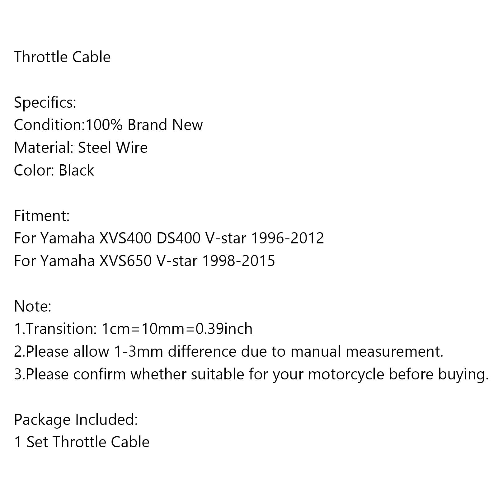 Cable del acelerador para Yamaha XVS400 DS400 V-star 96-12 / XVS650 V-star 98-15