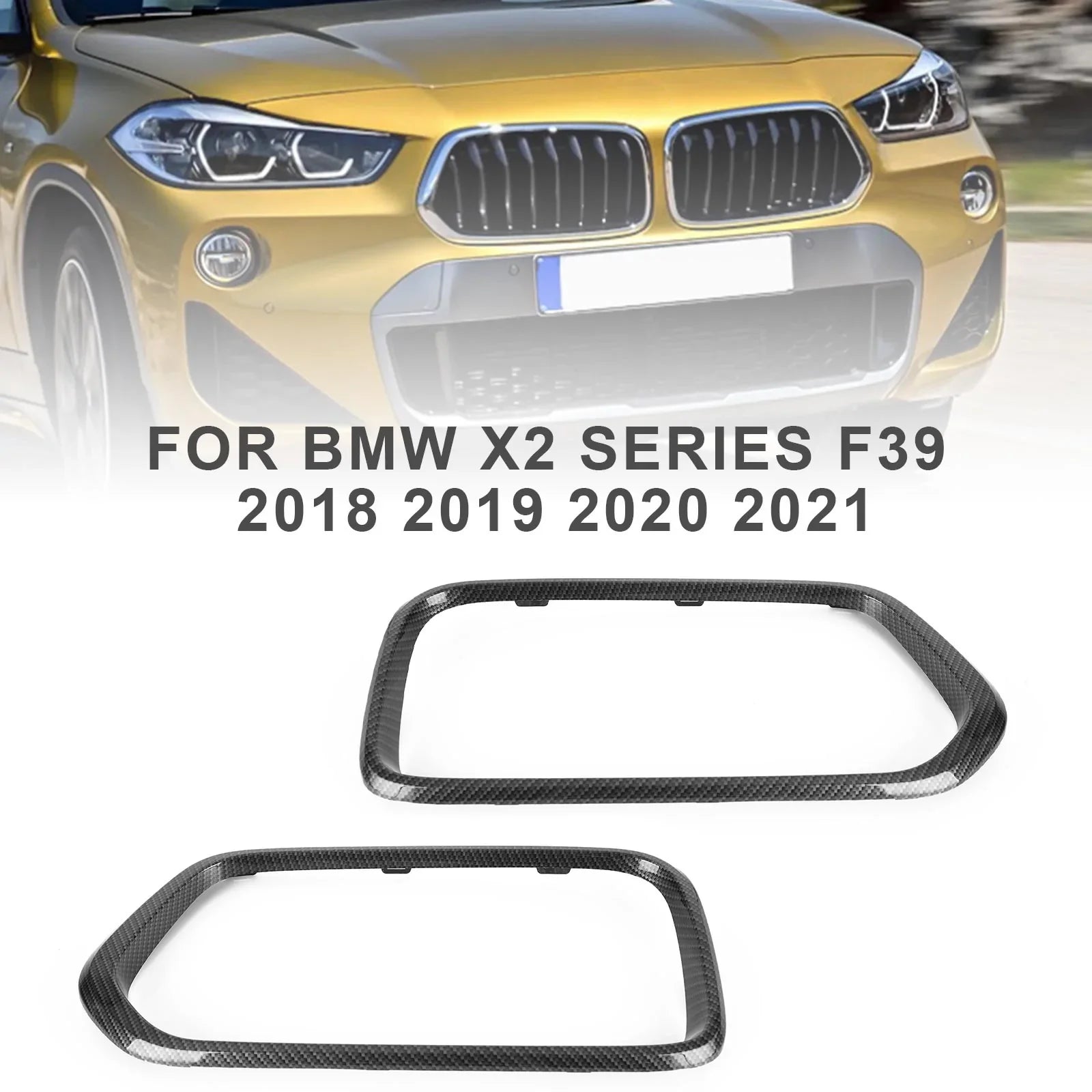 Embellecedor de marco de rejilla de parachoques delantero de fibra de carbono BMW X2 Series F39 2018-2021