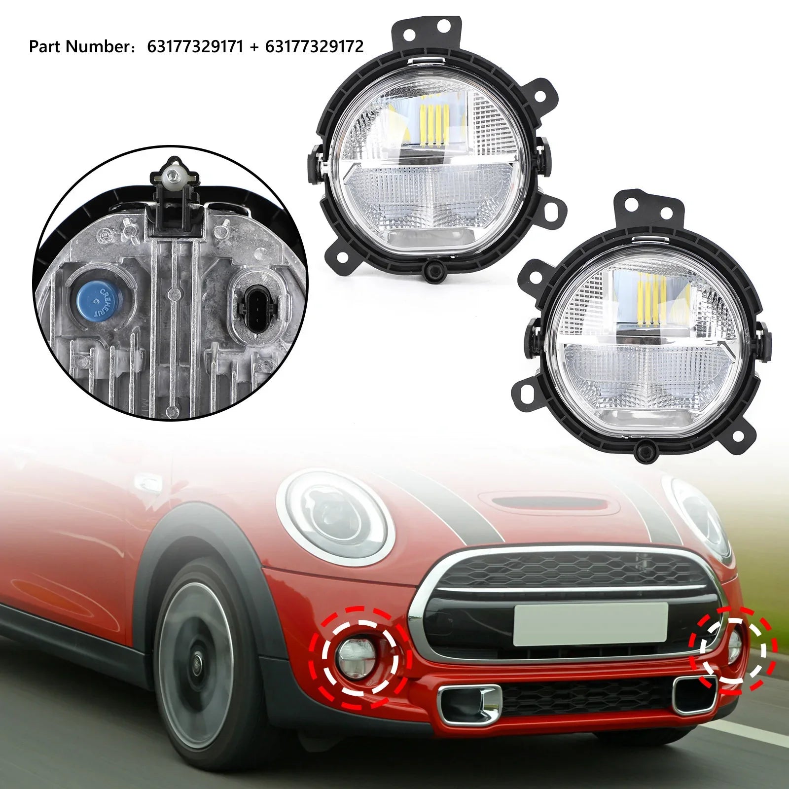 Lampe antibrouillard gauche et droite pour pare-chocs avant pour BMW Mini F55 F56 F54 F57 générique