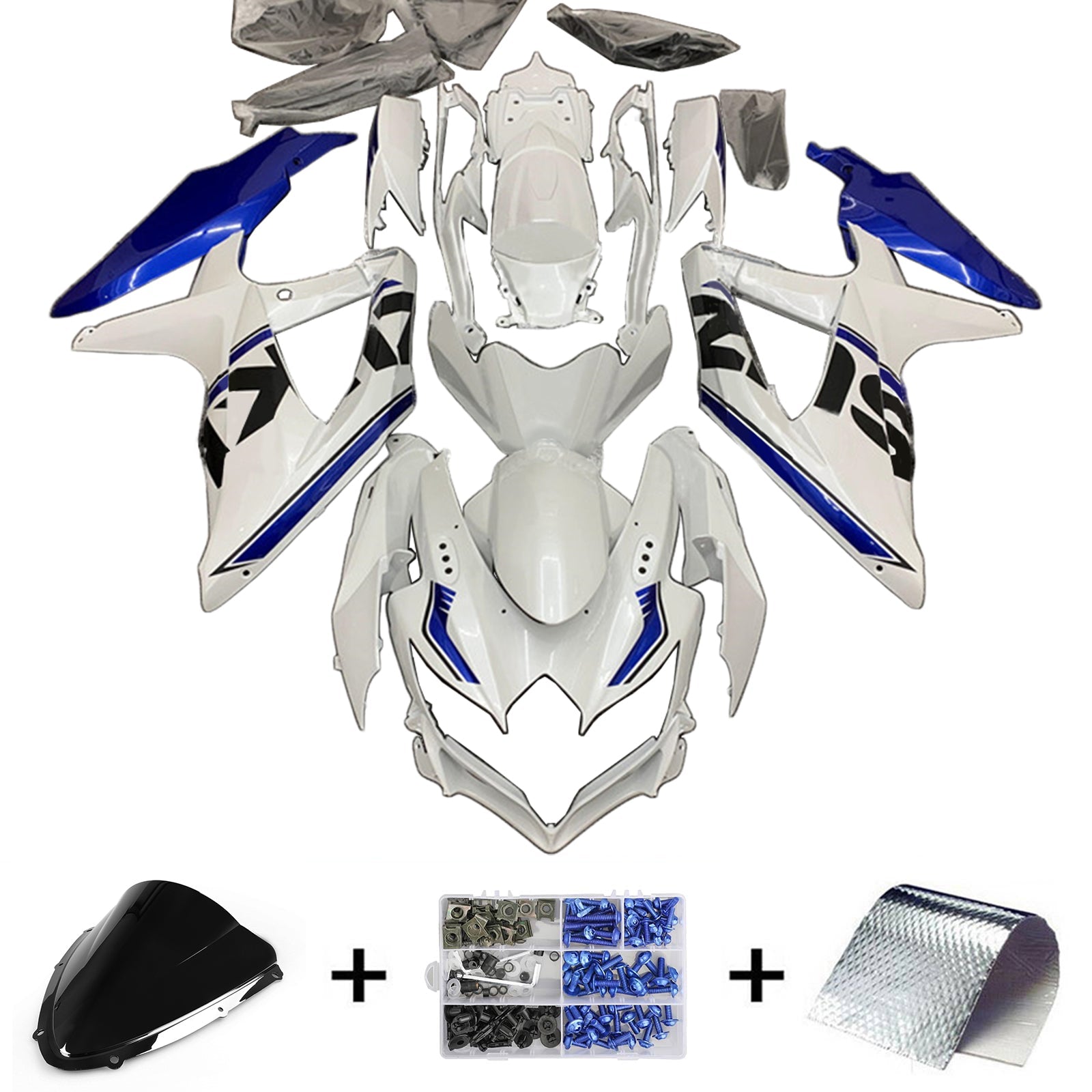 Amotopart Suzuki GSXR 600/750 2008-2010 K8 Kit Carénage Carrosserie Plastique ABS