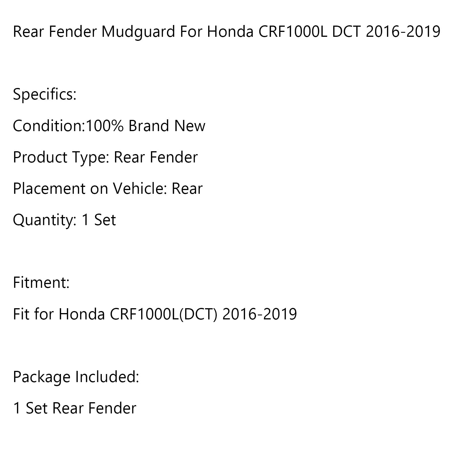 Garde-boue arrière garde-boue pneu Hugger roue garde-boue pour Honda CRF1000L DCT 16-19 générique