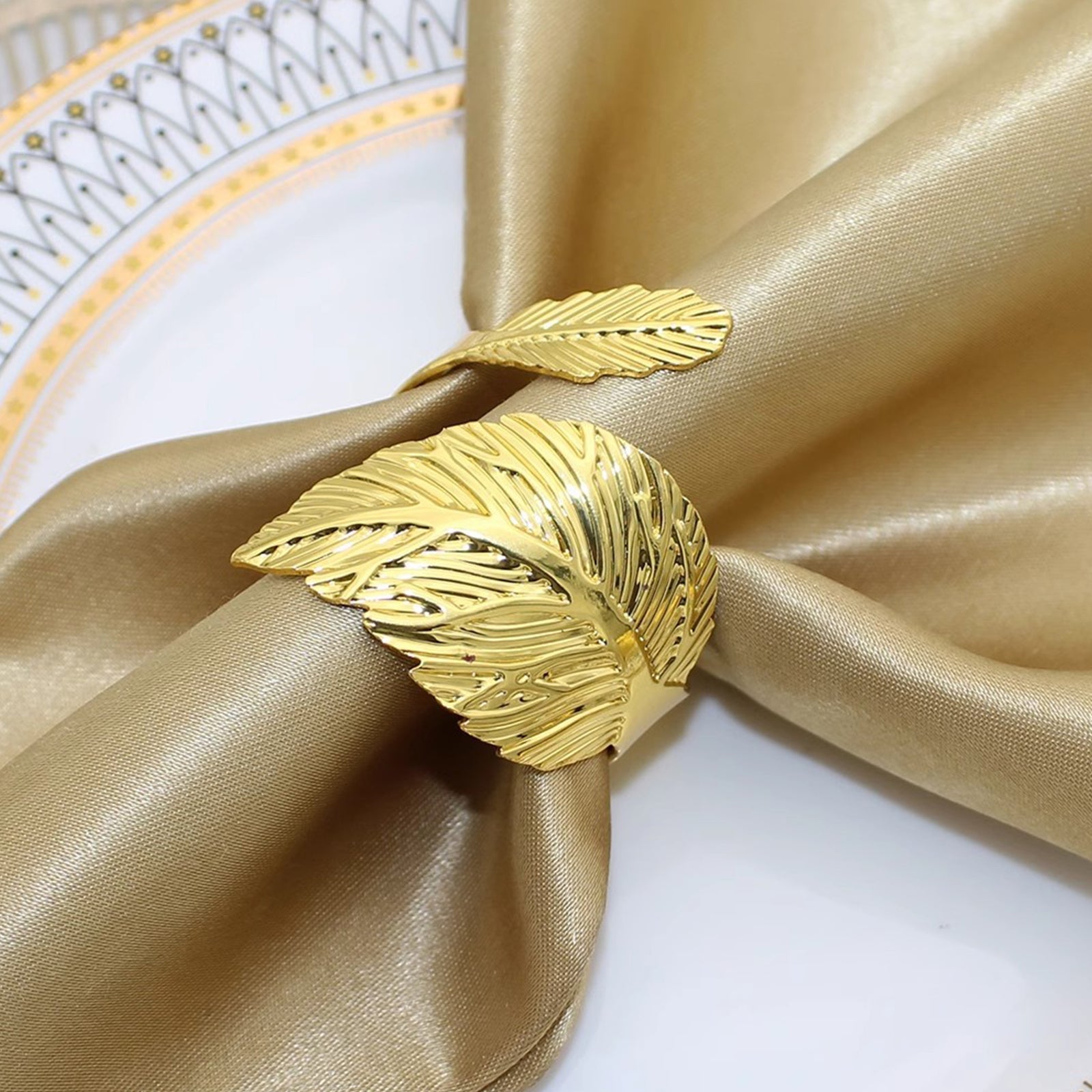 Anneaux de serviette en forme de feuille, 12 pièces, porte-serviettes, ornements en alliage doré