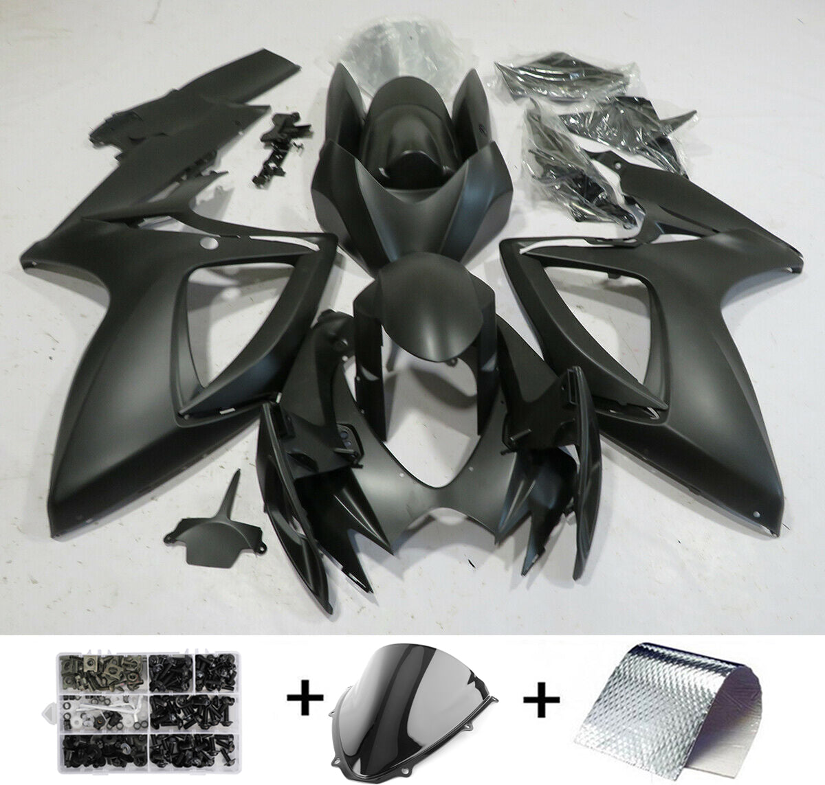 Amotopart Kit Plastica Iniezione Carenatura Nero Opaco Per Suzuki GSXR600/750 2006-2007 Generico