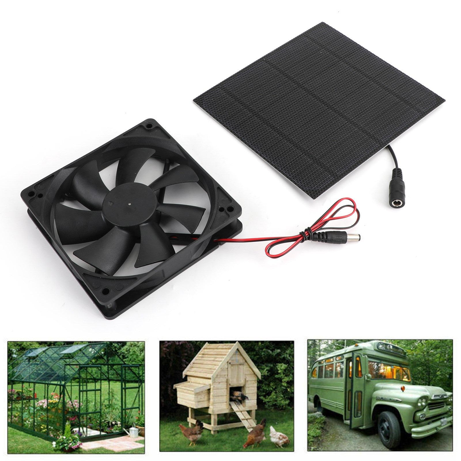 Mini ventilateur alimenté par panneau solaire pour maison de poulet pour animaux de compagnie/chien à effet de serre générique