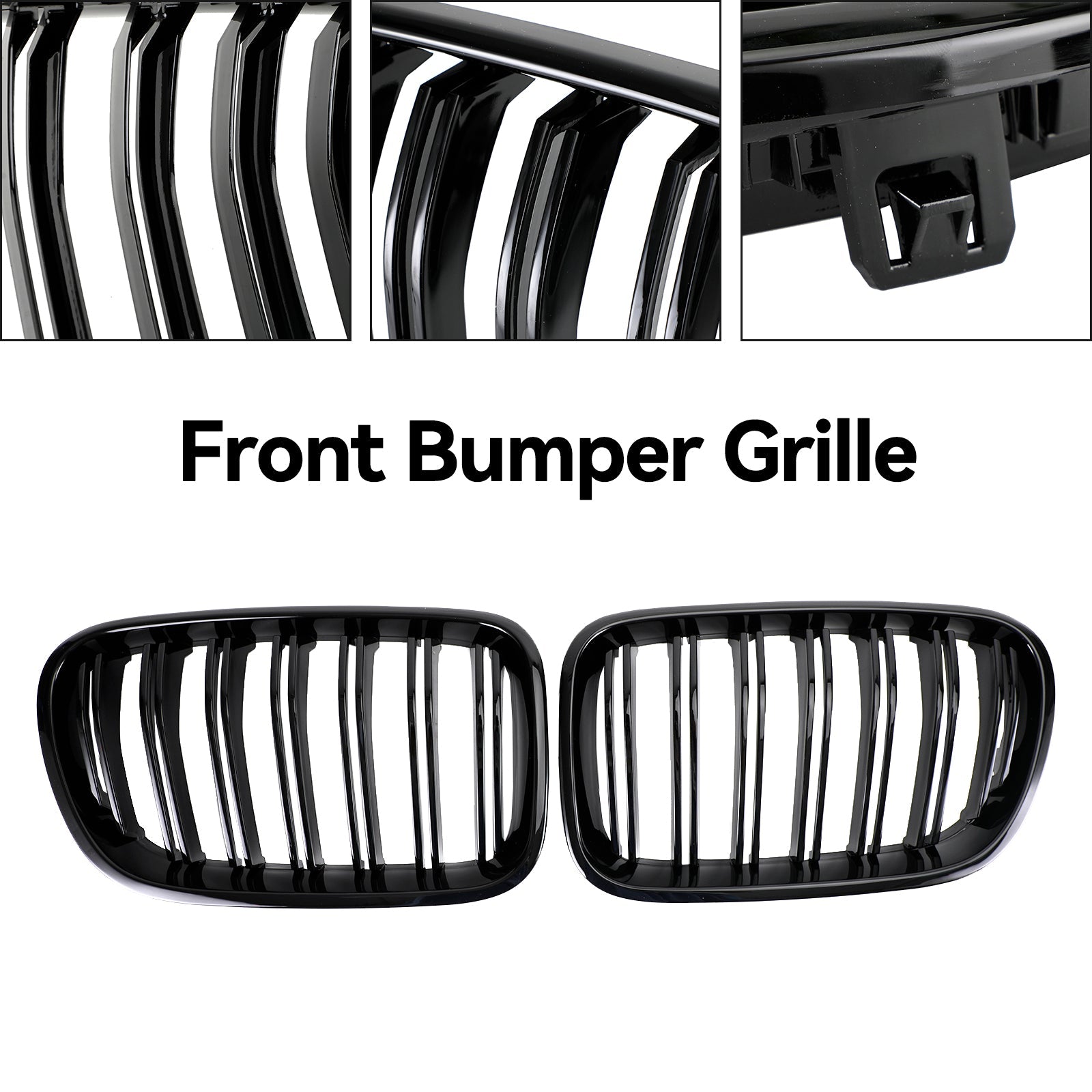 BMW X3 F25 2011-2014 Grille de calandre de pare-chocs avant noir brillant double ligne