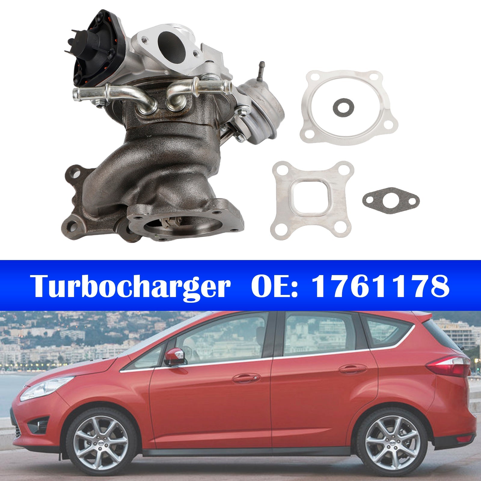 Turbocompresor Turbo EcoBoost 2015-2018 Ford Focus 1.0L + juntas 1761178 1799836 1808411 CM5G6K682HB CM5G6K682HC