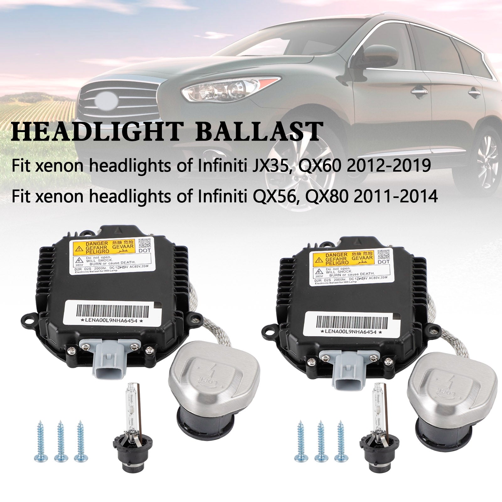 2011-2014 Infiniti QX56, QX80 2x zavorra allo xeno e kit lampadine D2S unità di controllo