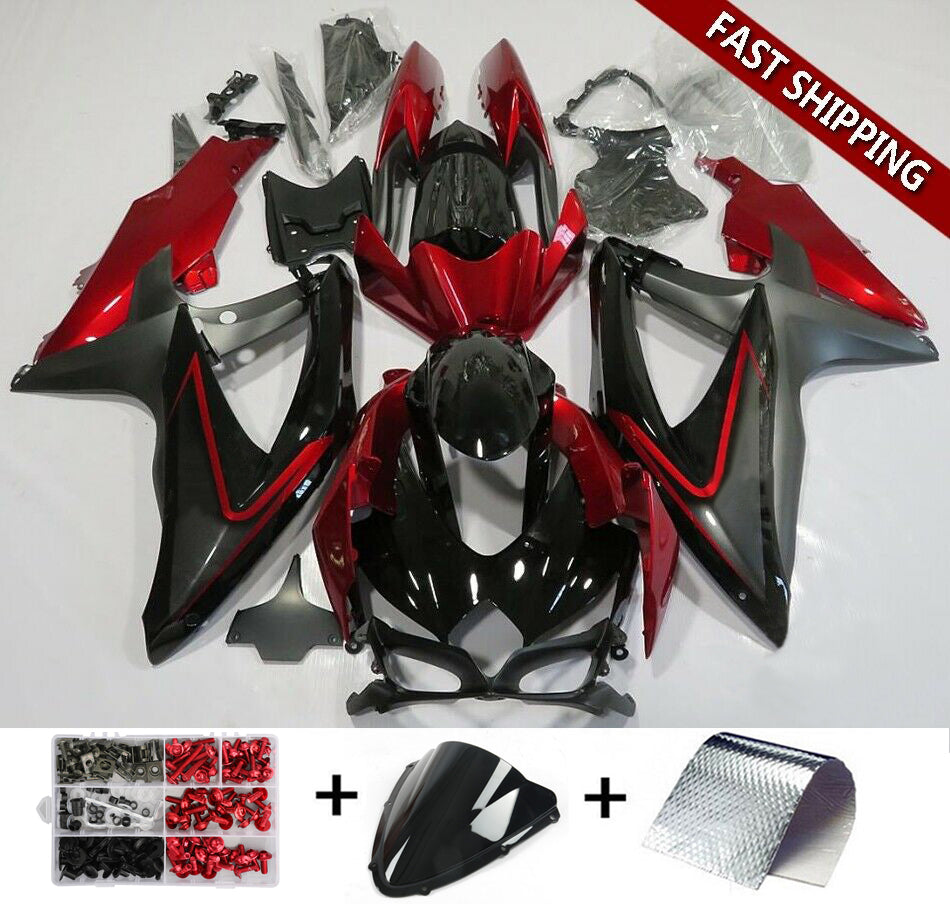 Kit plastica iniezione Amotopart carenatura rosso opaco per Suzuki GSXR600/750 2008 2009 2010 generico