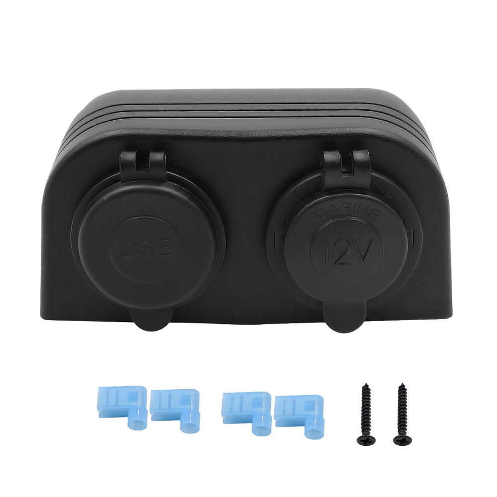 Chargeur 2 en 1 + allume-cigare 12 V/24 V panneau 2 trous adapté pour voiture de bateau