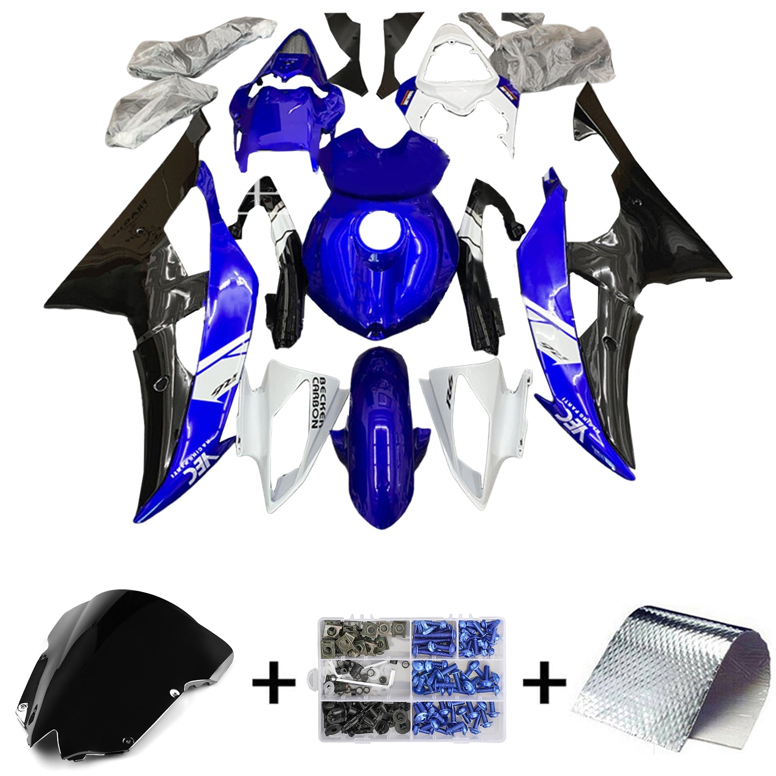 Amotopart Kit carena carrozzeria in plastica ABS per Yamaha YZF 600 R6 2008-2016