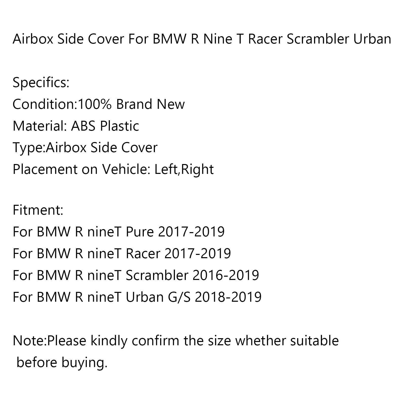 Protector de la cubierta del marco de la caja de aire para 2016-2019 BMW R Nine T Racer Scrambler Urban Generic