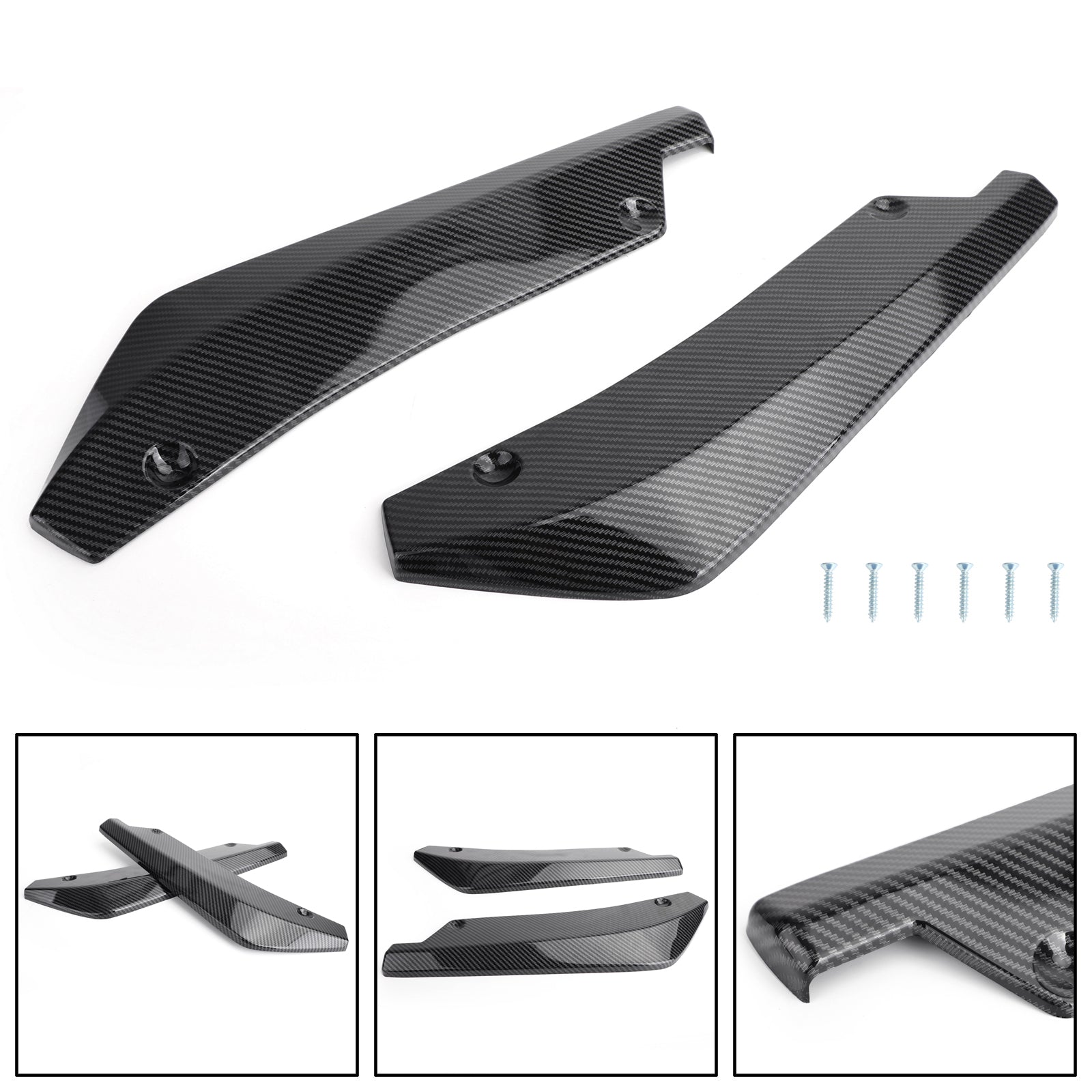 2 pièces voiture pare-chocs arrière aileron Canard séparateur diffuseur Valence Spoiler lèvre en Fiber de carbone Look générique