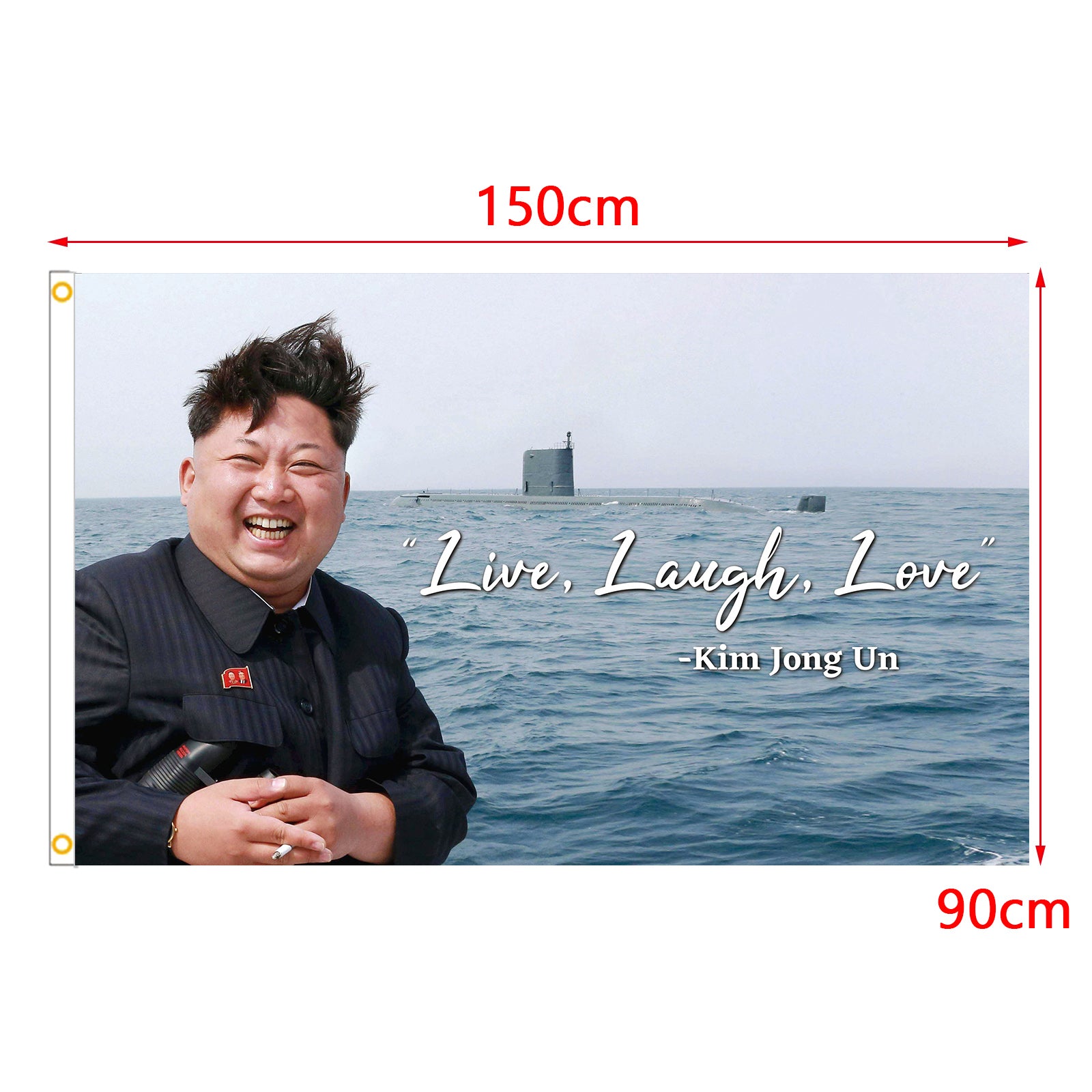 Kim Jong Un Live Laugh Love Bannière Drapeau 0,9 x 1,5 m Drapeau de jardin
