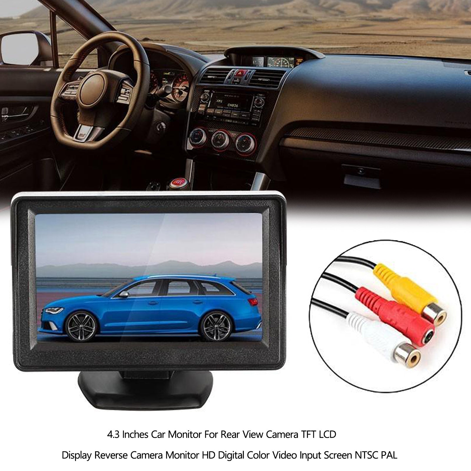 PAL vue arrière HD caméra affichage moniteur inversé 4.3 "TFT LCD moniteur de voiture NTSC