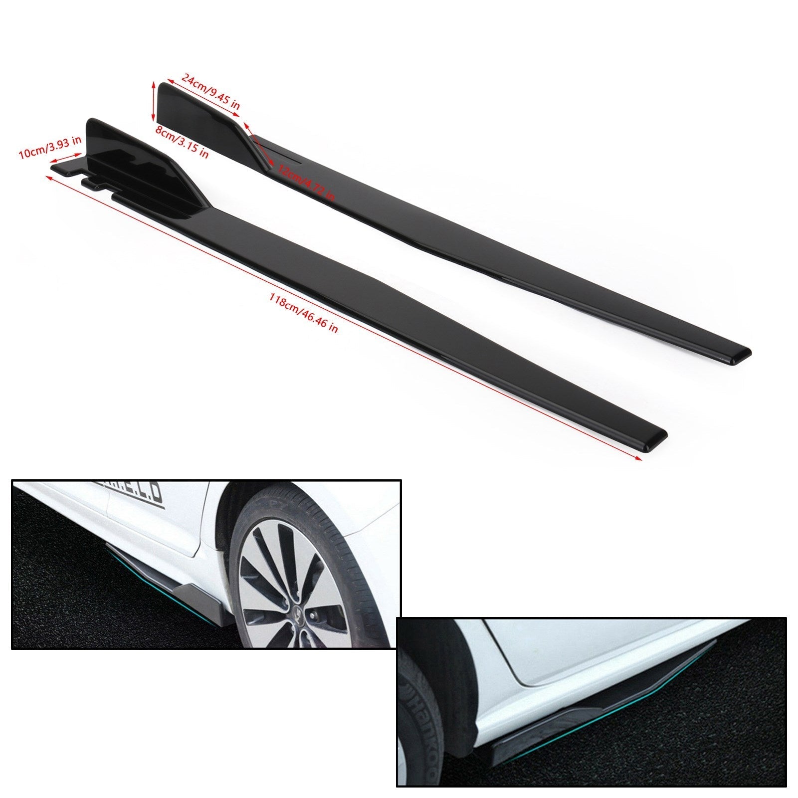 Paire 120cm Car Gloss Black Side Skirts Rocker Splitters Diffuser Winglet Wings Generic