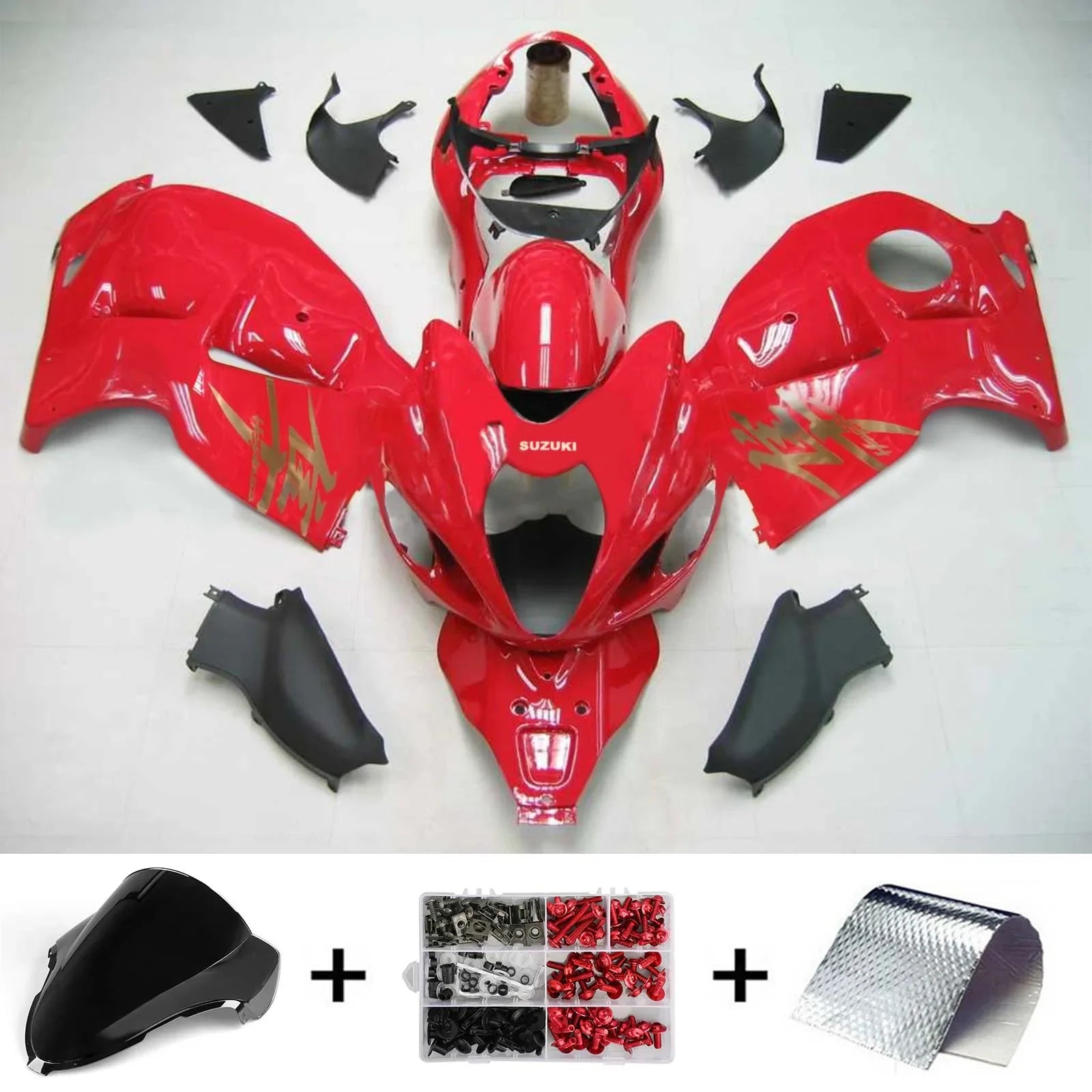 Amotopart Suzuki Hayabusa GSXR1300 1999-2007 Kit Carénage Carrosserie Plastique ABS