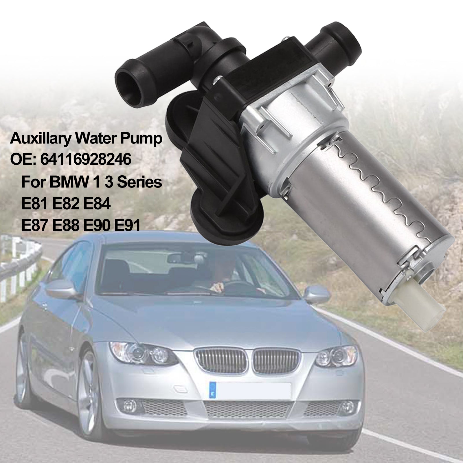 Pompa dell'acqua ausiliaria 64116928246 per BMW Serie 1 3 E81 E82 E84 E87 E88 E90 E91 Generico