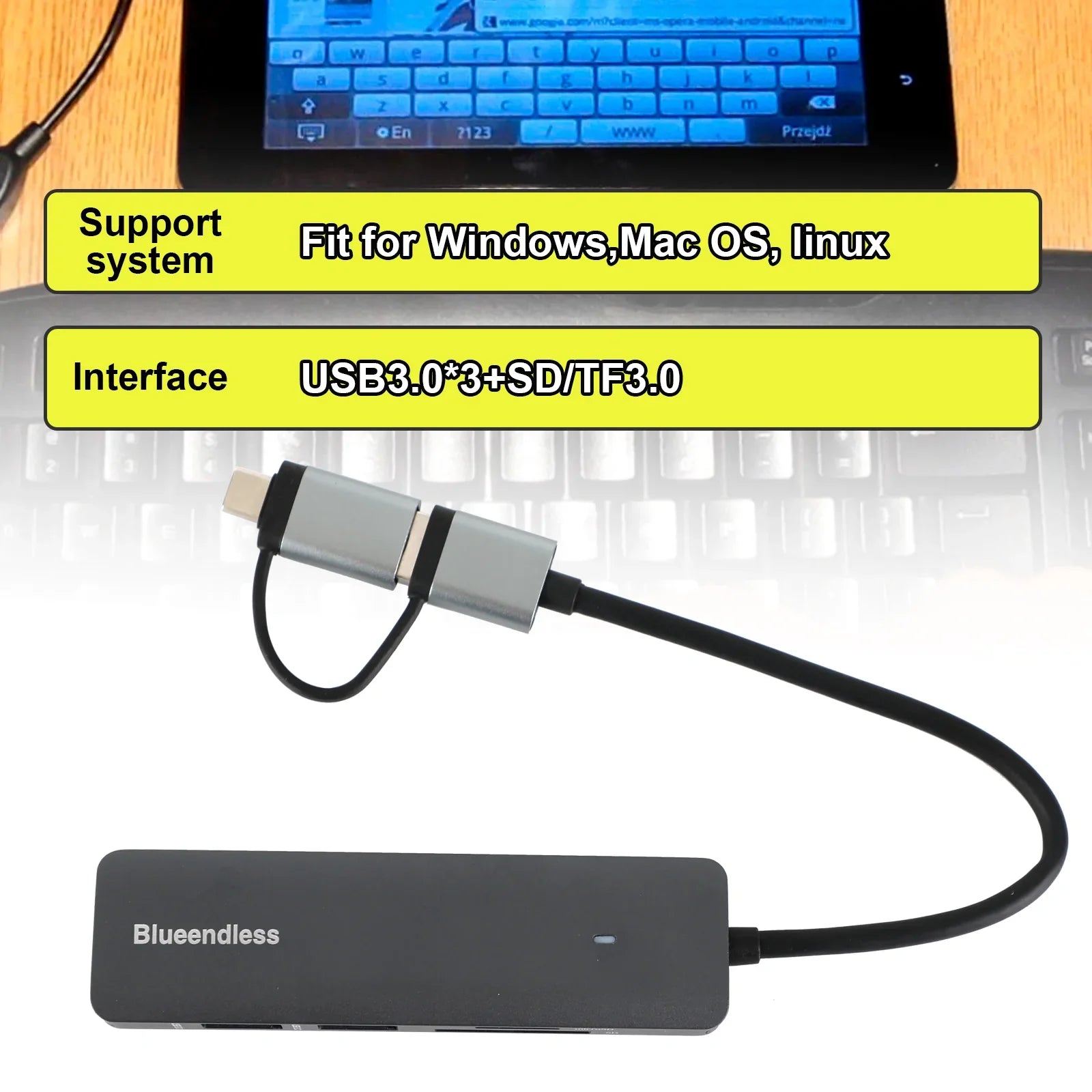 Station d'accueil PD100W pour concentrateur d'interface USB de type C + pour Windows Mac OS Linux