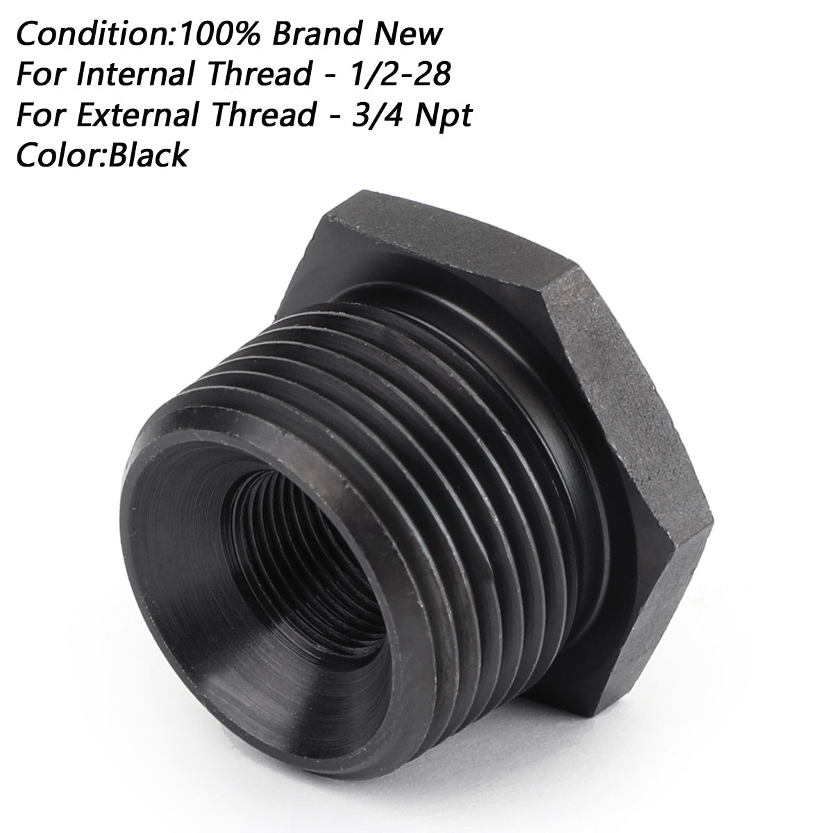 Adaptateur fileté pour filtre à huile 1/2-28 à 3/4 NPT plus résistant que l'aluminium noir