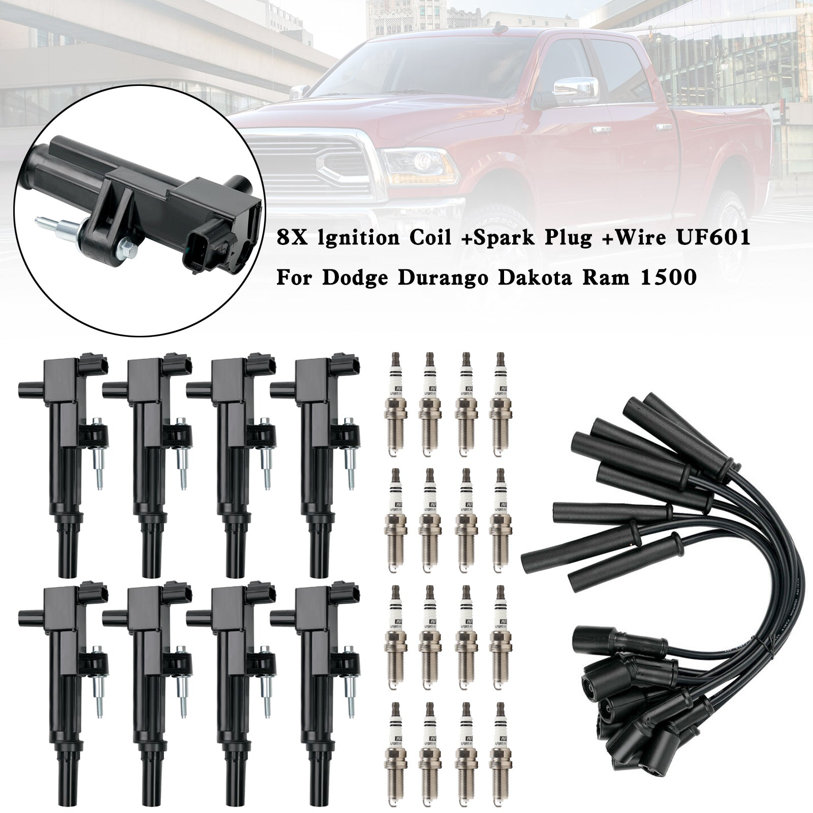 2008-2010 Dodge Dakota Ram 1500 camion V8 4,7 L 8X bobine d'allumage + bougie d'allumage + fil UF601