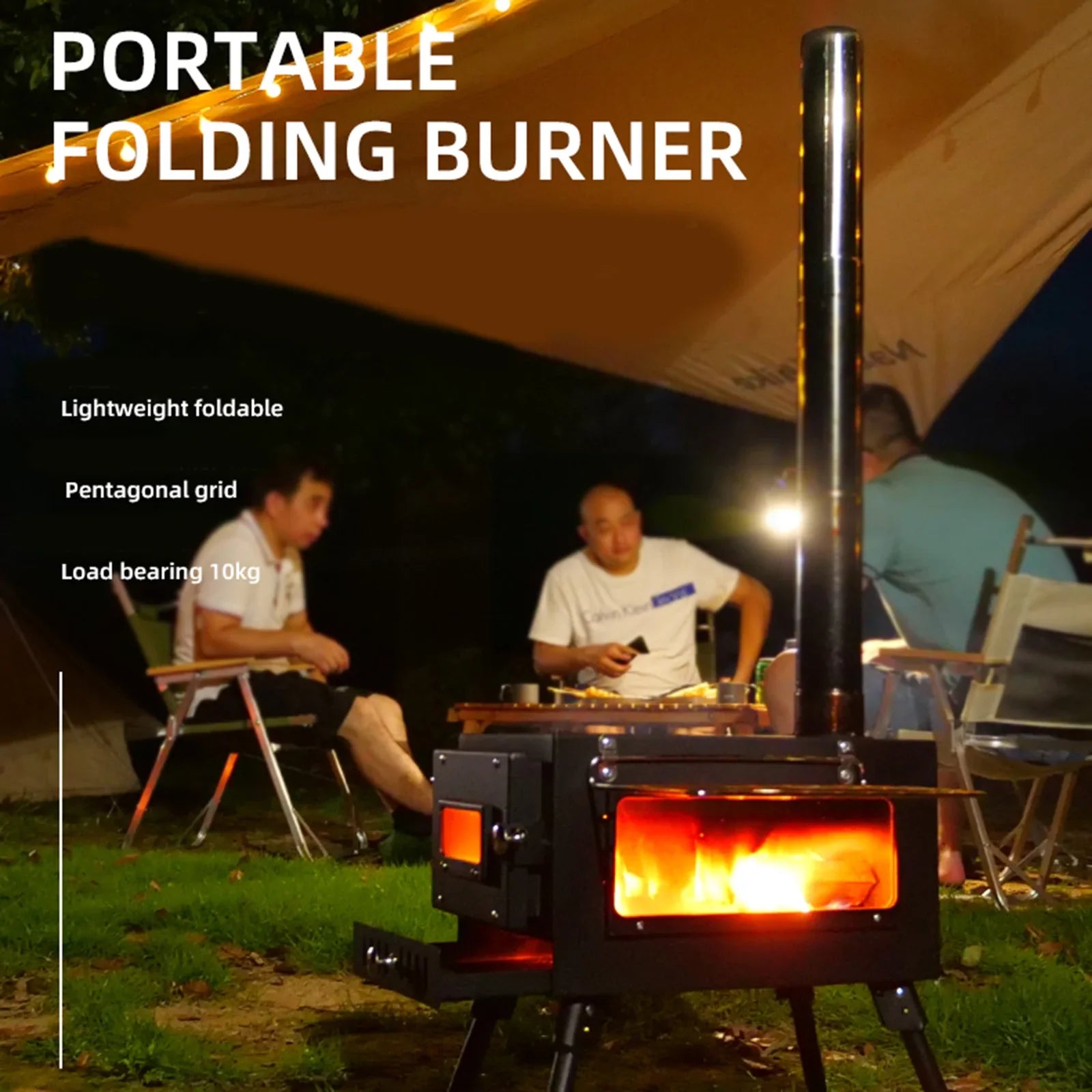 Poêle à bois de camping portatif extérieur de tente avec le tuyau pour la cuisson de tente