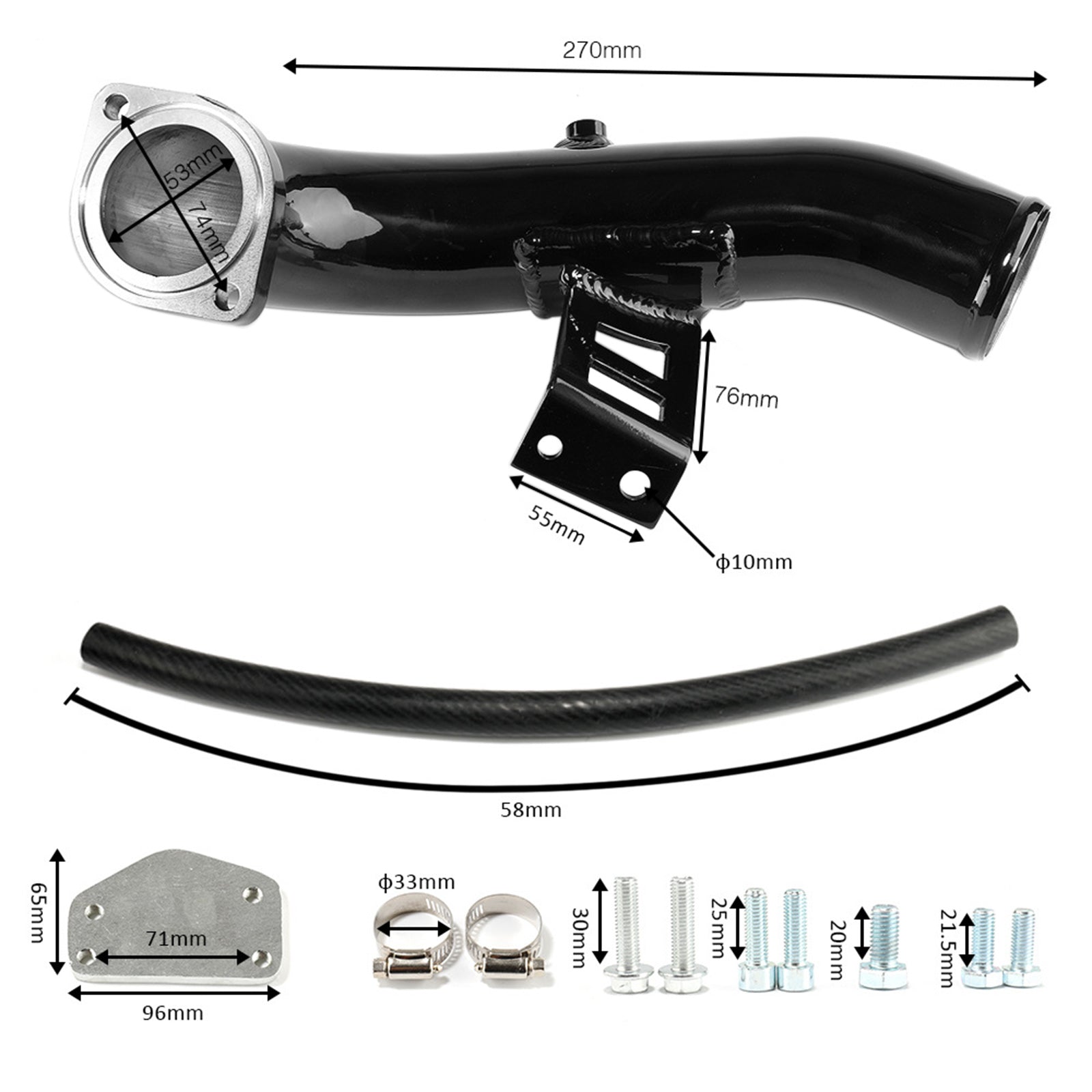 2004-2005 Chevy GMC 6.6L Duramax EGR Kit de suppression avec coude d'admission à haut débit