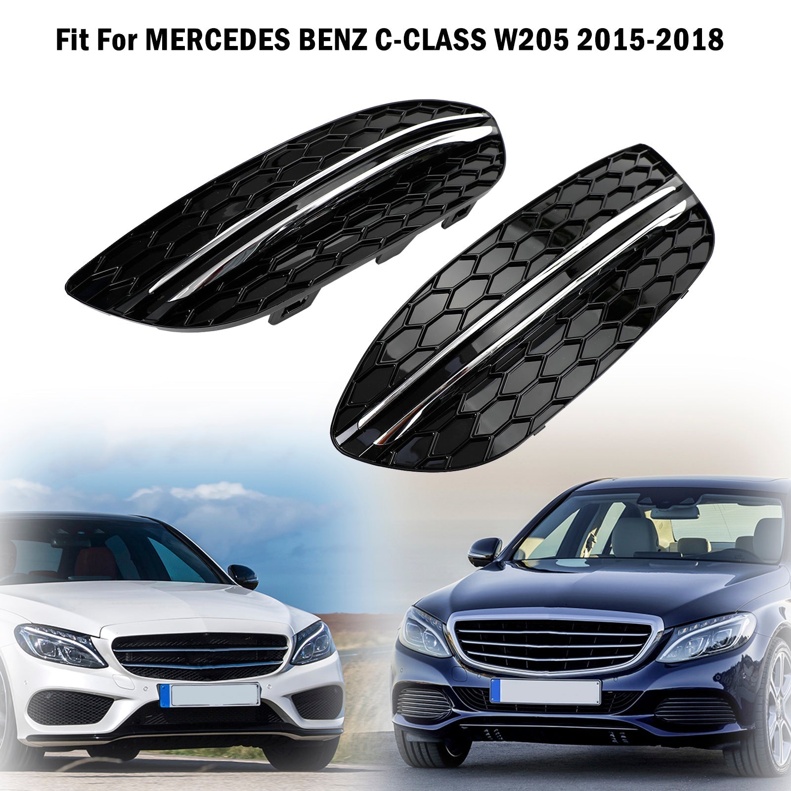 2015-2018 MERCEDES BENZ C-CLASS W205 Cache antibrouillard avant en nid d'abeille