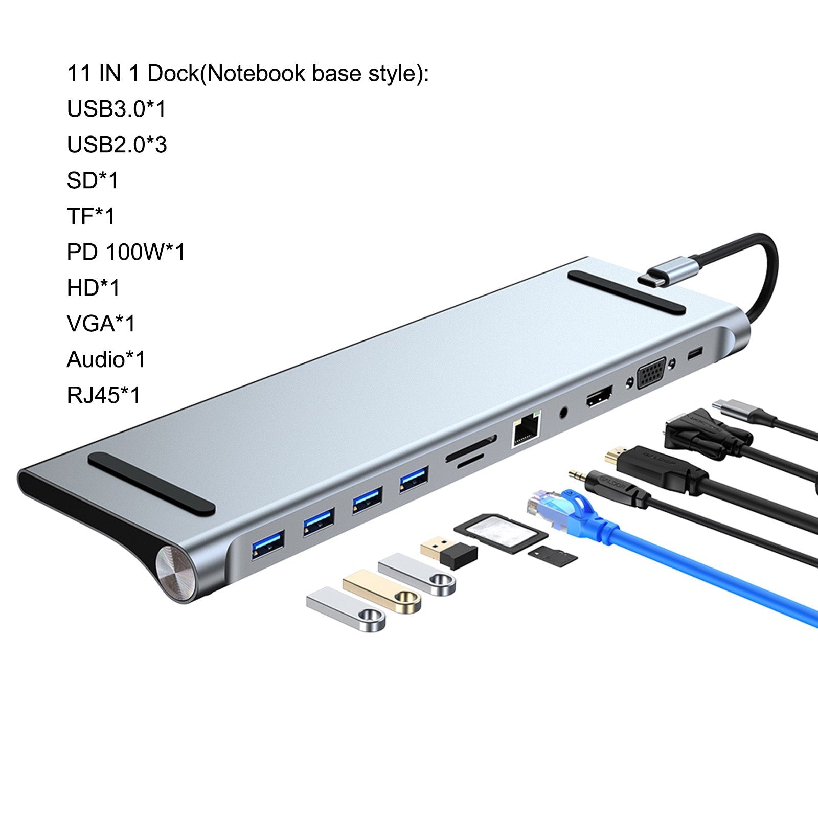 Adaptateur 11 en 1 USB C vers HD PD 100W pour MacBook iPad Pro 11 12.9 iPad