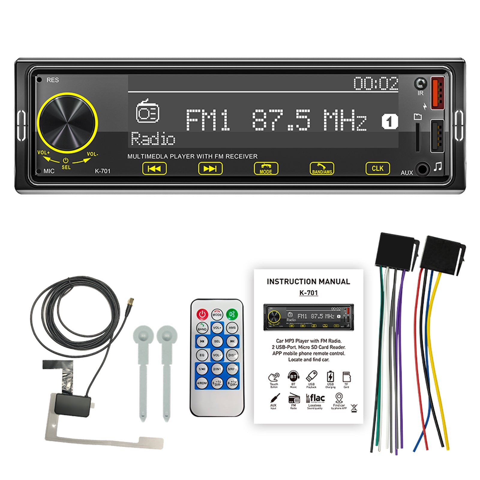 Ekran dotykowy 2.5D 1DIN Bluetooth stereofoniczne radio FM Samochodowy odtwarzacz MP3 z DAB