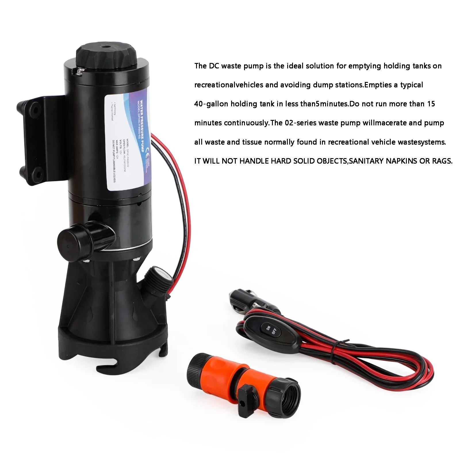 12V RV Portable Macerator Pump Processeur 'eaux usées Pompe hacheuse 'eaux usées