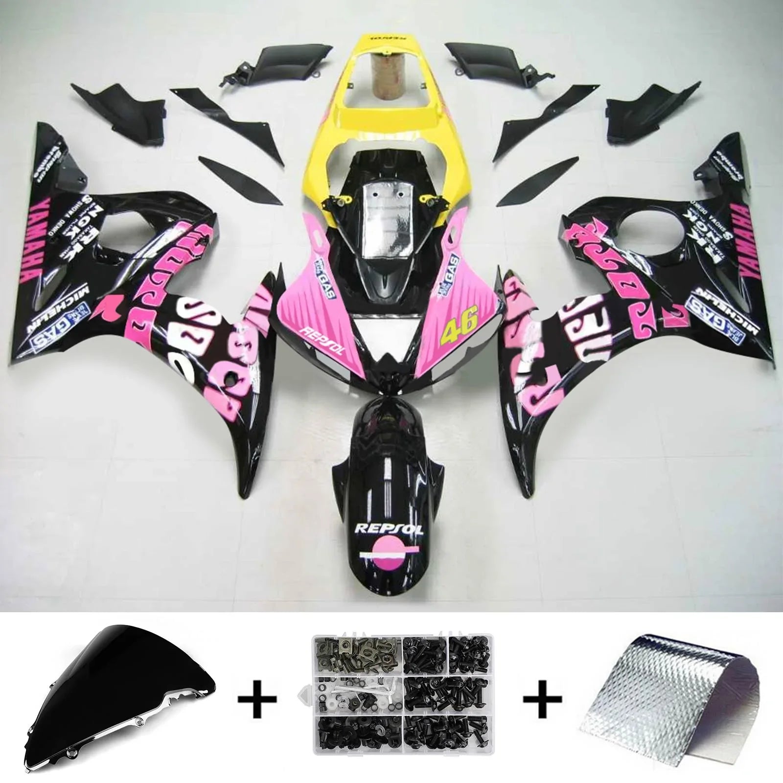 Kit de carénage Amotopart pour Yamaha YZF 600 R6 2003-2004 R6S 2006-2009