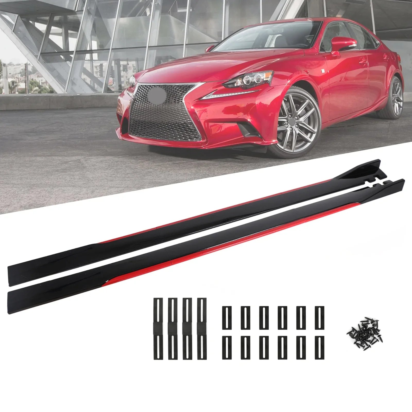 86.6" Universal Side Jupe Extensions Rocker Panel Splitters Lip Polypropylene Generic