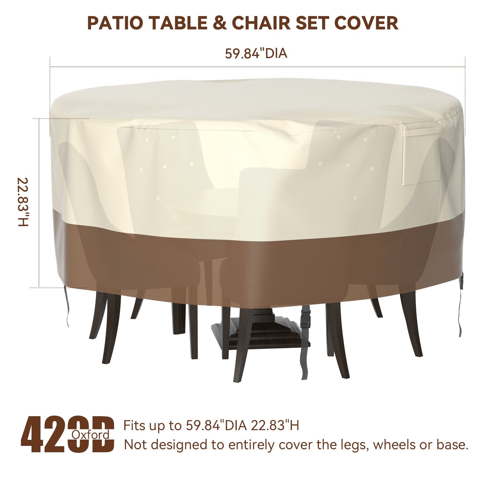 Copertura circolare impermeabile per mobili da giardino 420D per tavolo e sedie da esterno