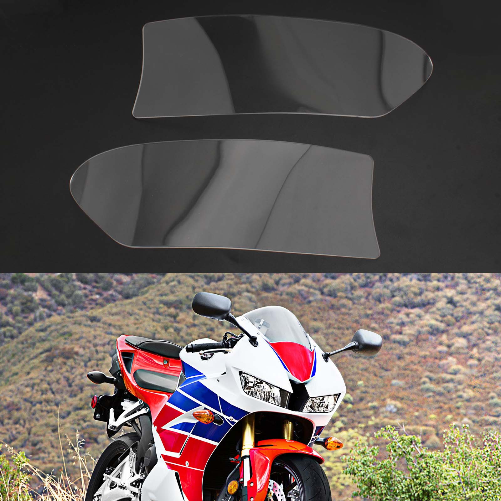 Lentille de protection de lentille de phare avant adaptée pour Honda Cbr 600 Rr 13-18 fumée générique