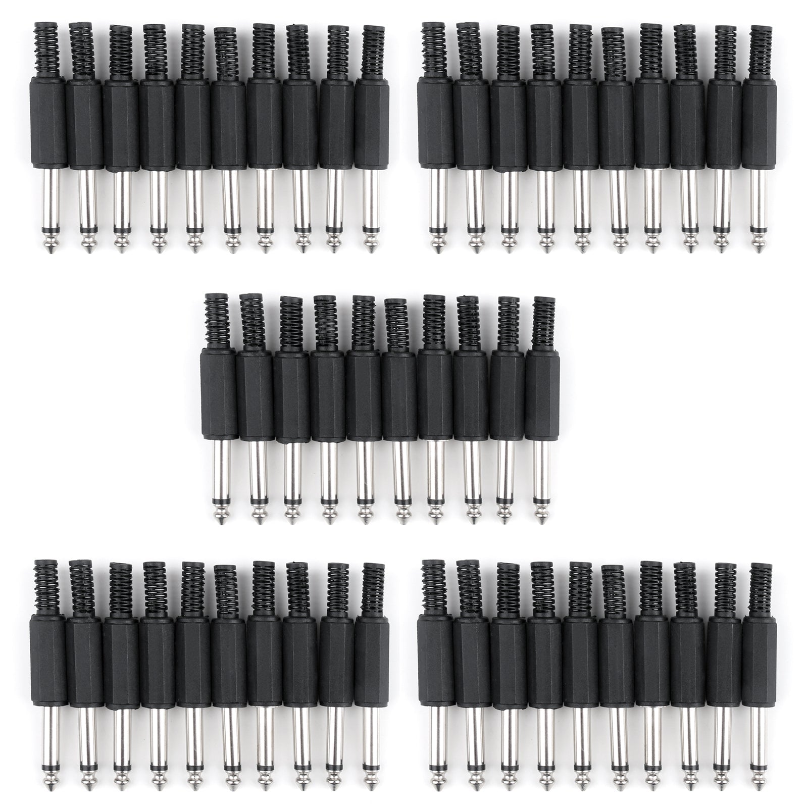 50 pcs 6,35 mm mâle Ts 1/10,2 cm adaptateur de prise audio jack mono